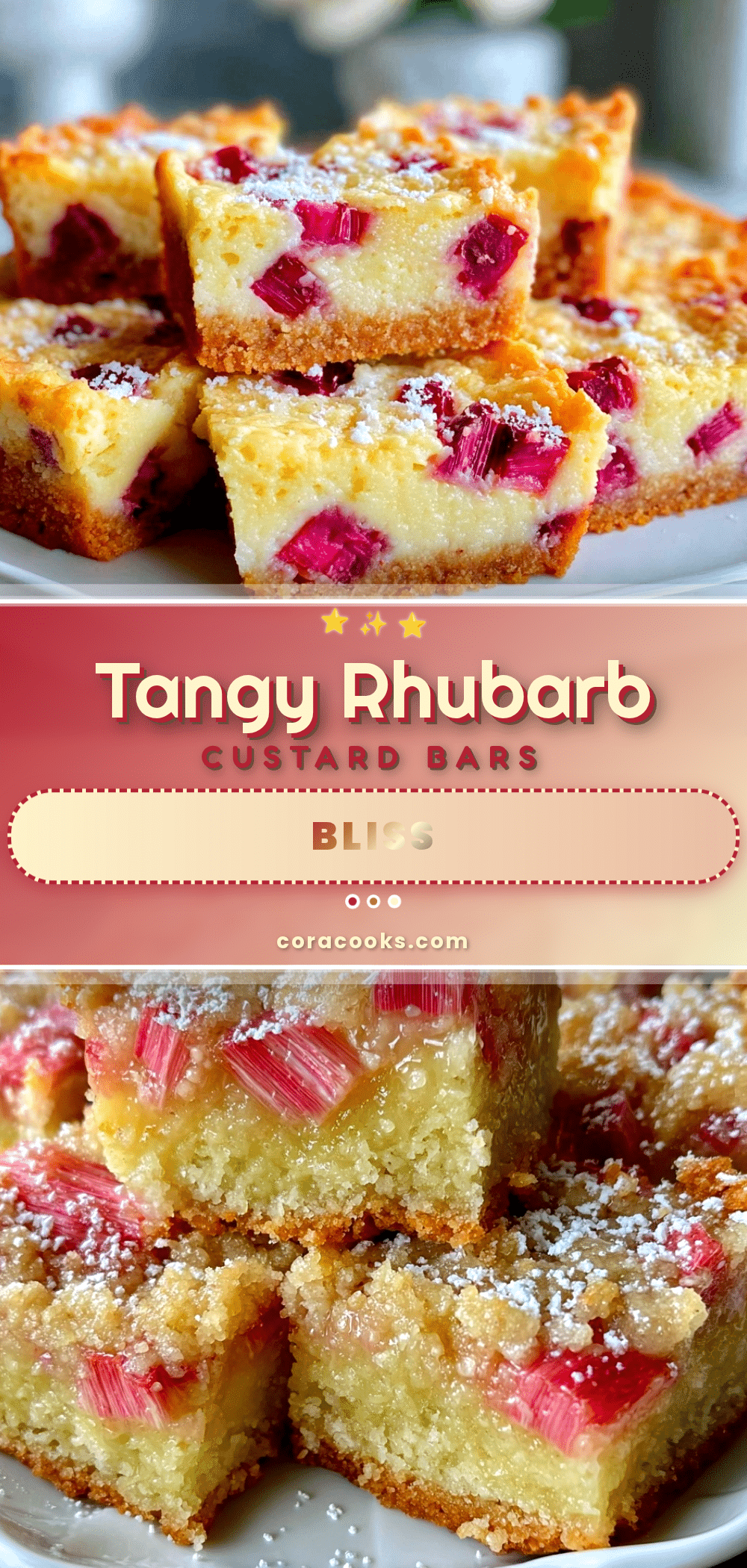 cozy rhubarb custard bars recipe