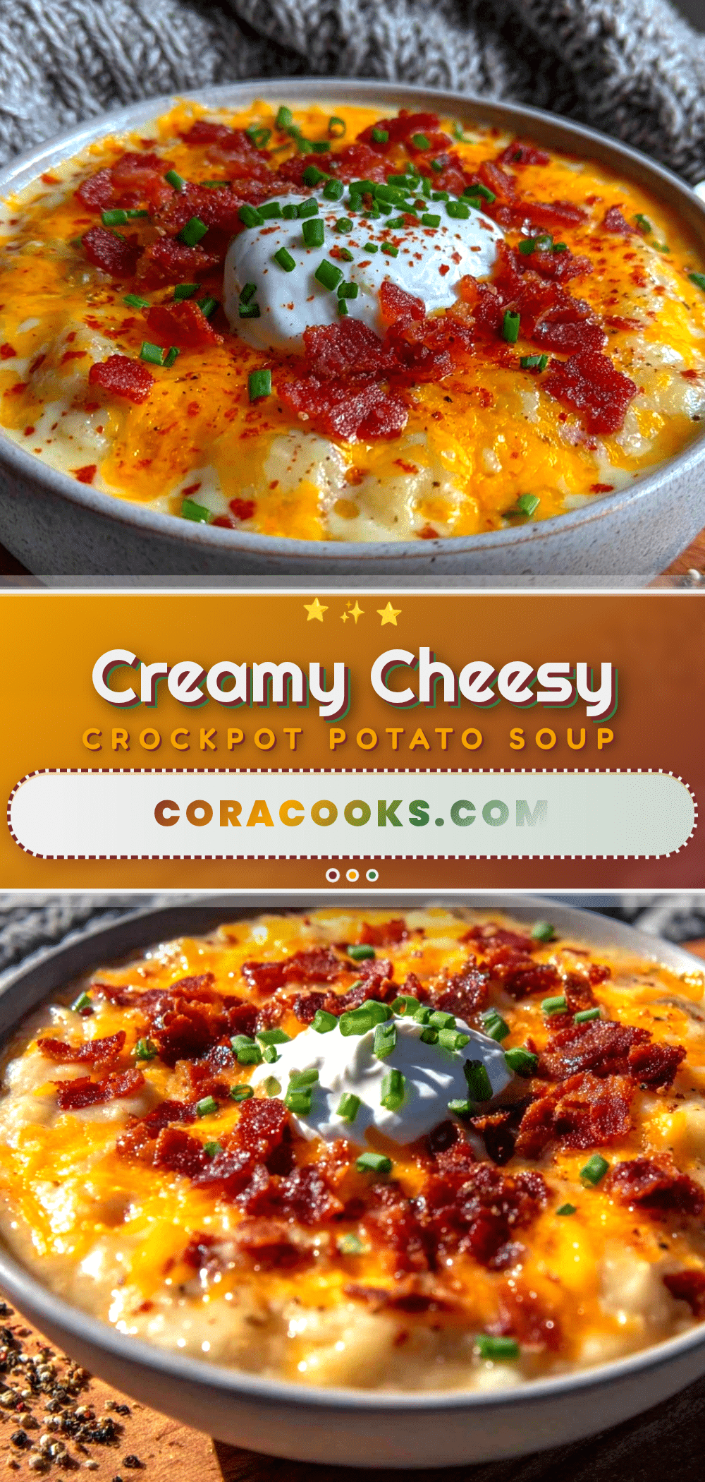 creamy cheesy crockpot potato soup recipe