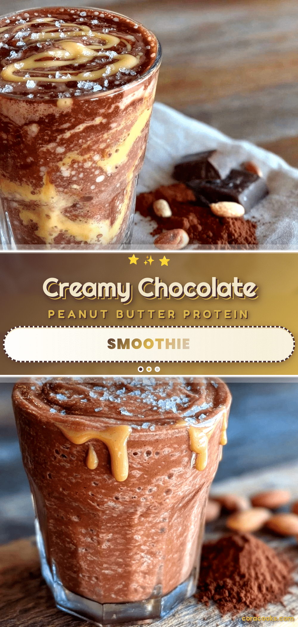 creamy chocolate peanut butter high-protein smoothie recipe