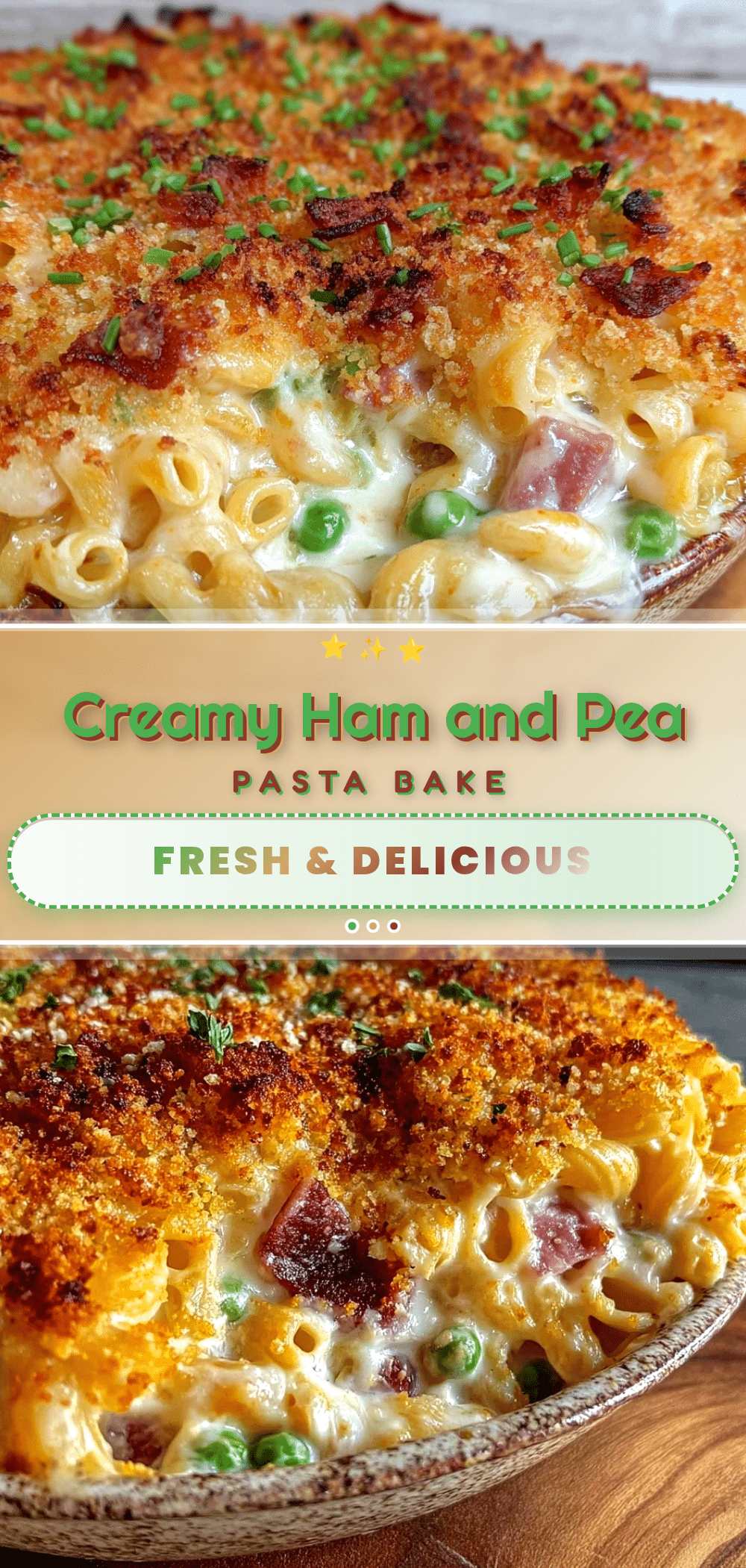 Creamy Ham and Pea Pasta Bake recipe