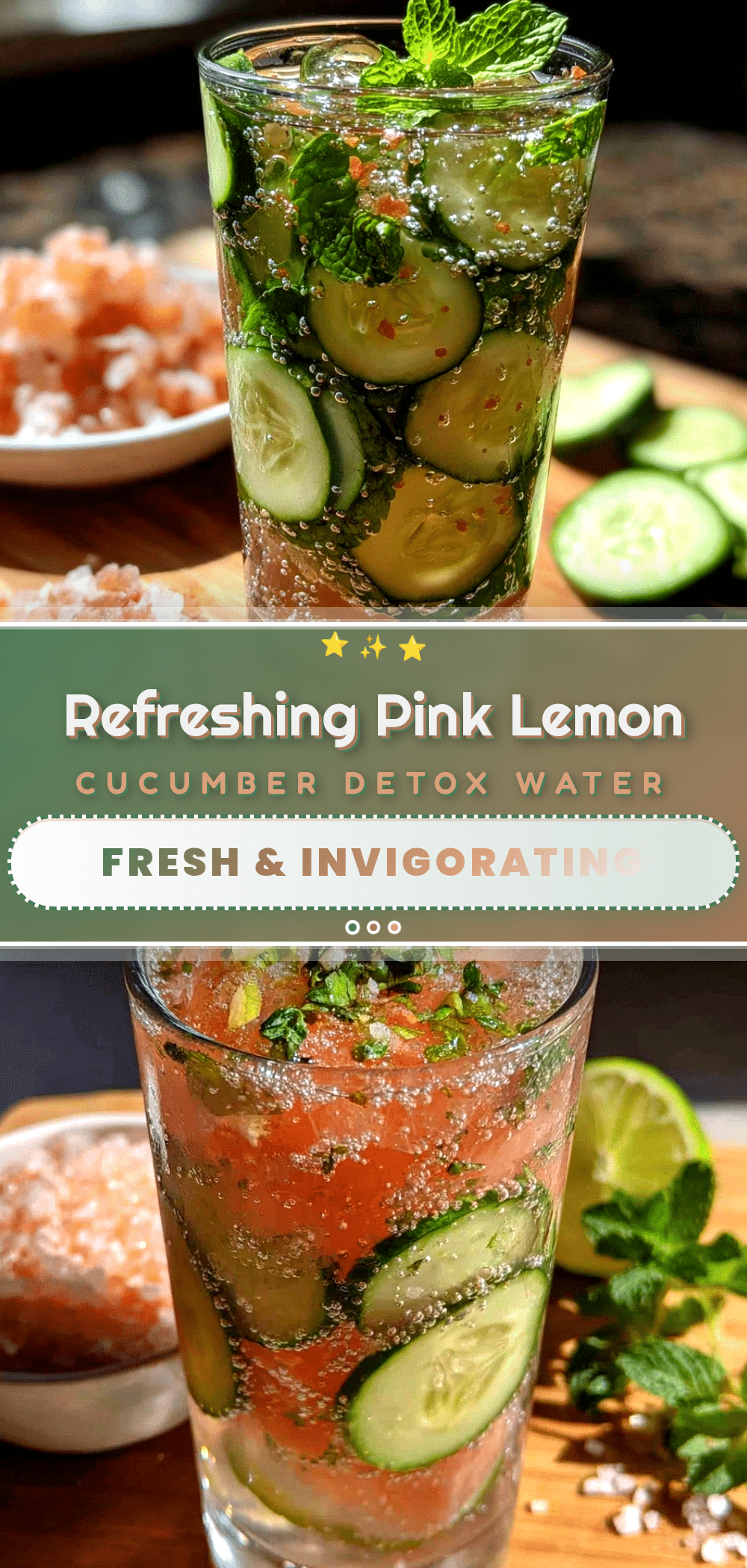 fresh pink lemon cucumber detox water recipe