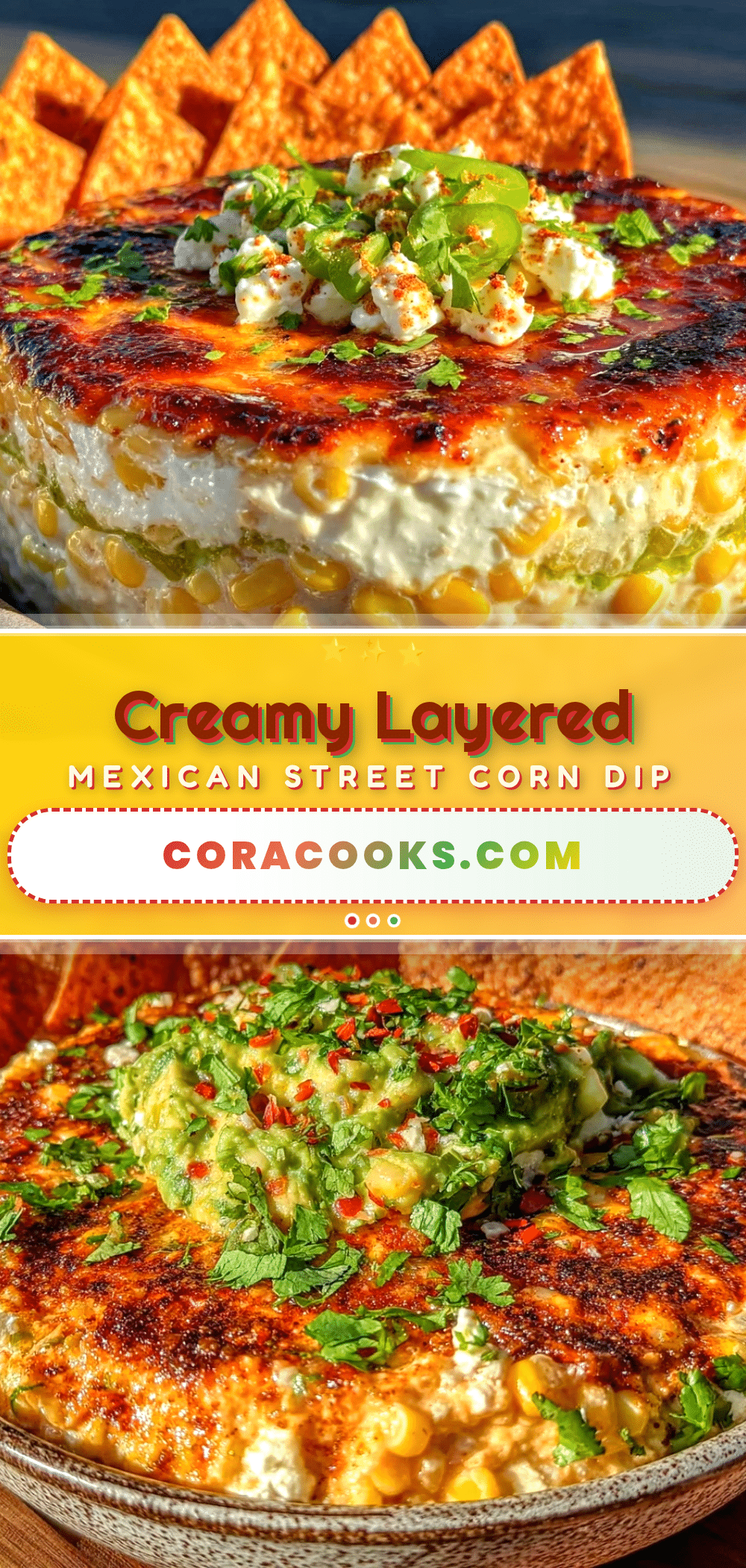 layered Mexican street corn dip recipe