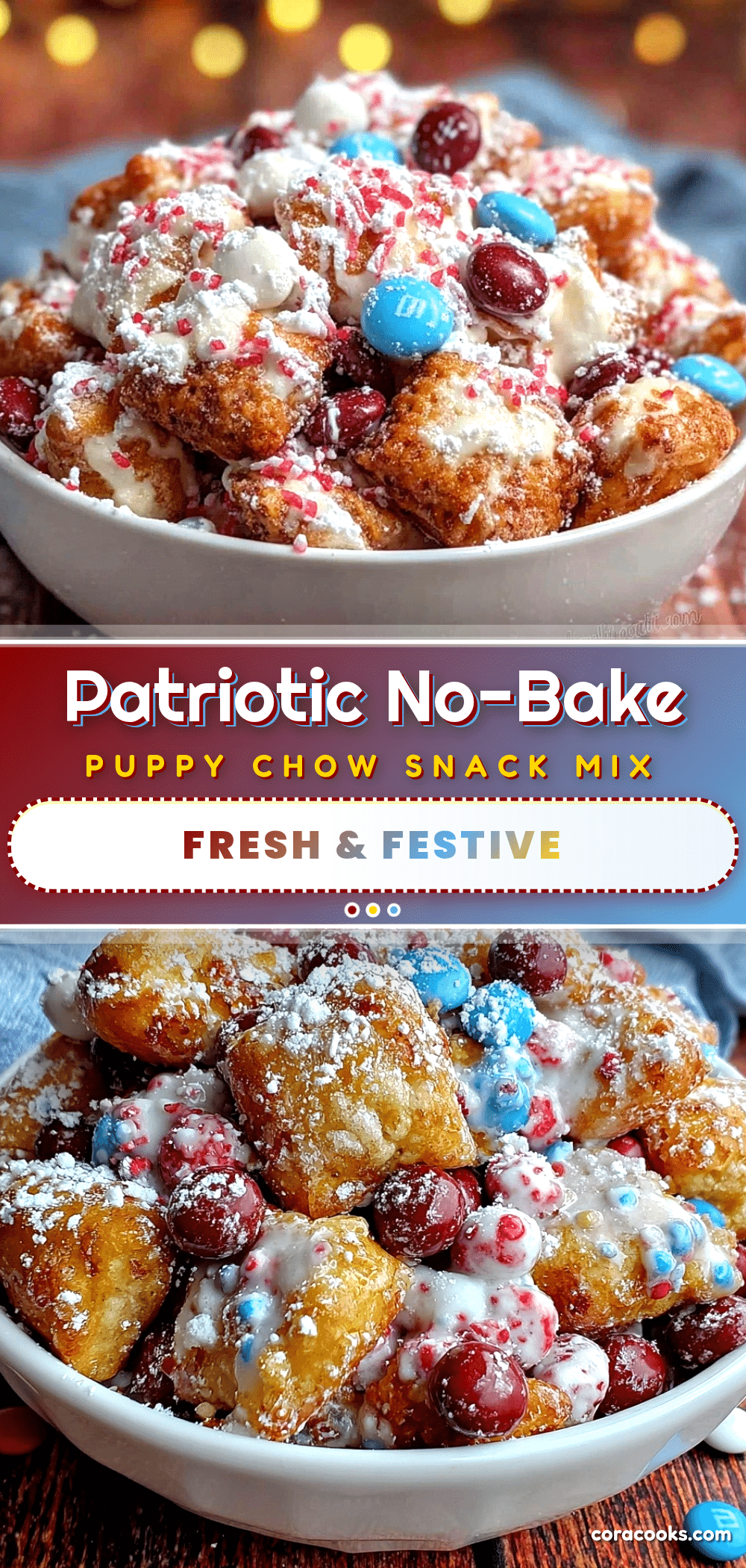4th of July Puppy Chow snack mix recipe