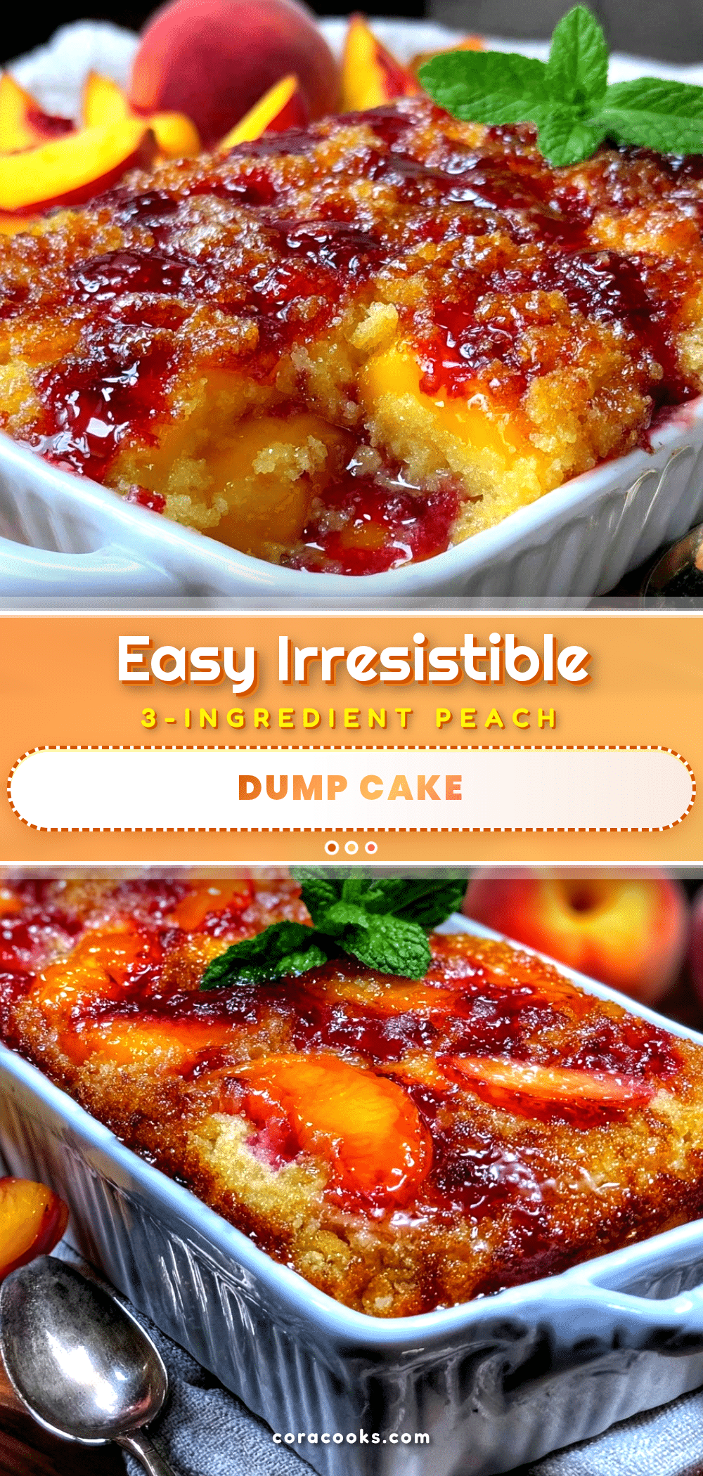 easy 3-ingredient peach dump cake recipe