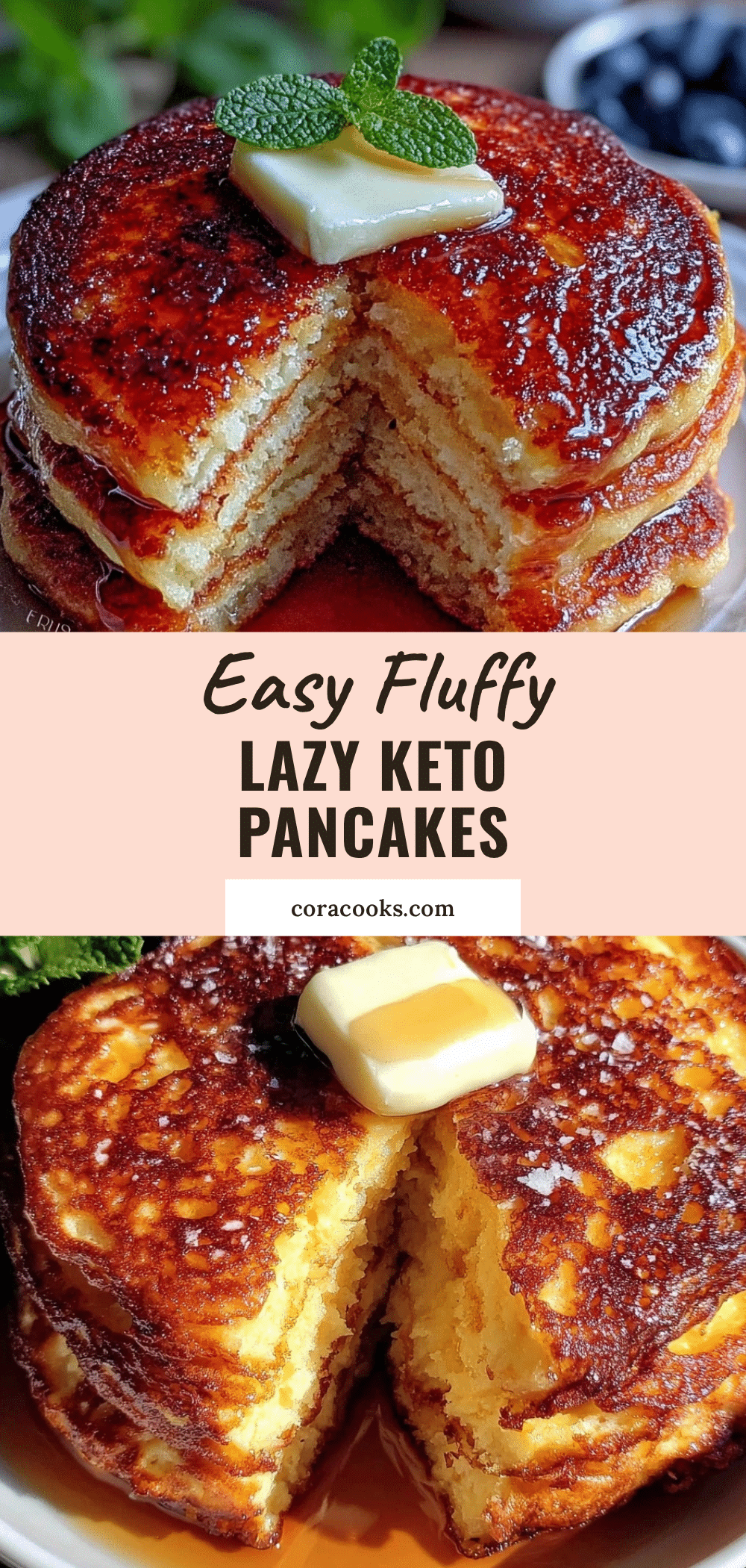 easy fluffy lazy keto 3-ingredient pancakes recipe