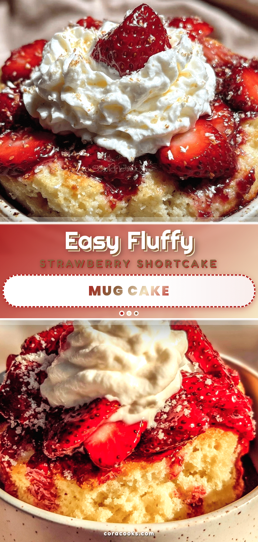 easy fluffy strawberry shortcake in a mug recipe