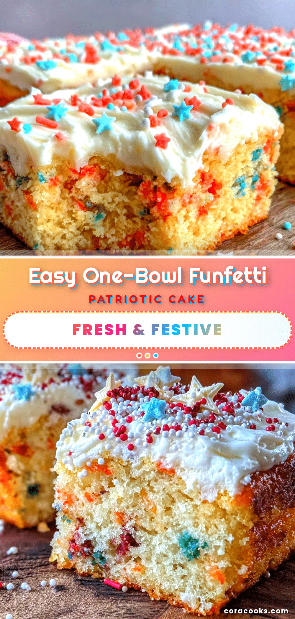 Easy One-Bowl Funfetti Patriotic Sheet Cake recipe