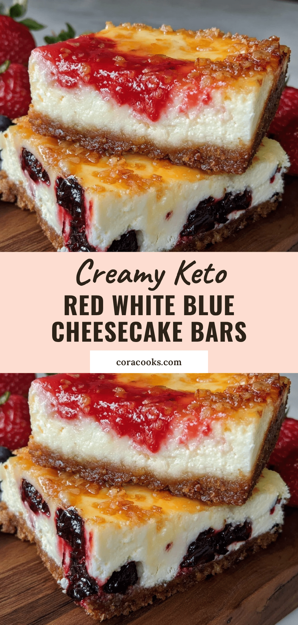 keto red white blue cheesecake bars recipe