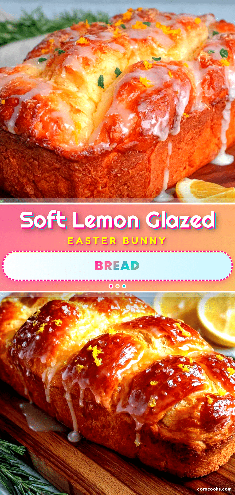 lemon glazed easter bunny bread loaf recipe