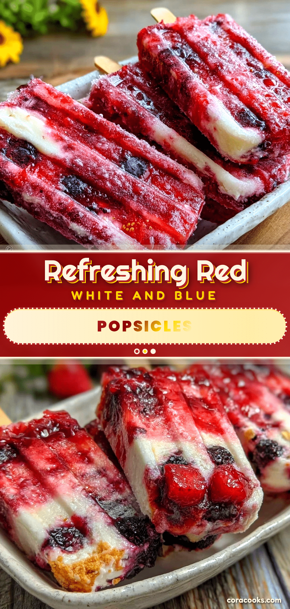 Refreshing Red White and Blue Popsicles recipe