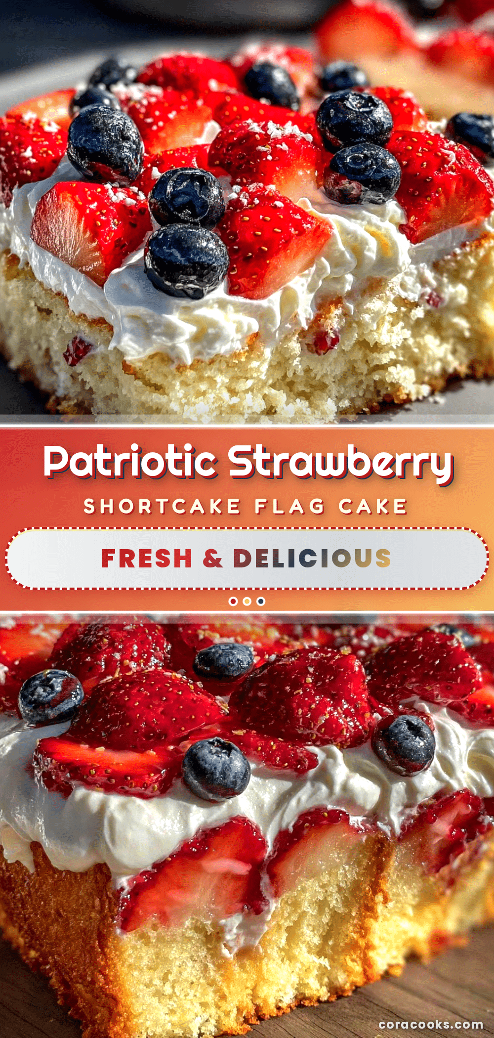 Strawberry Shortcake Flag Cake recipe