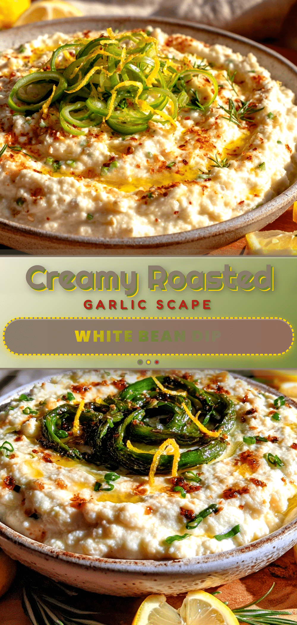 creamy roasted garlic scape and white bean dip recipe