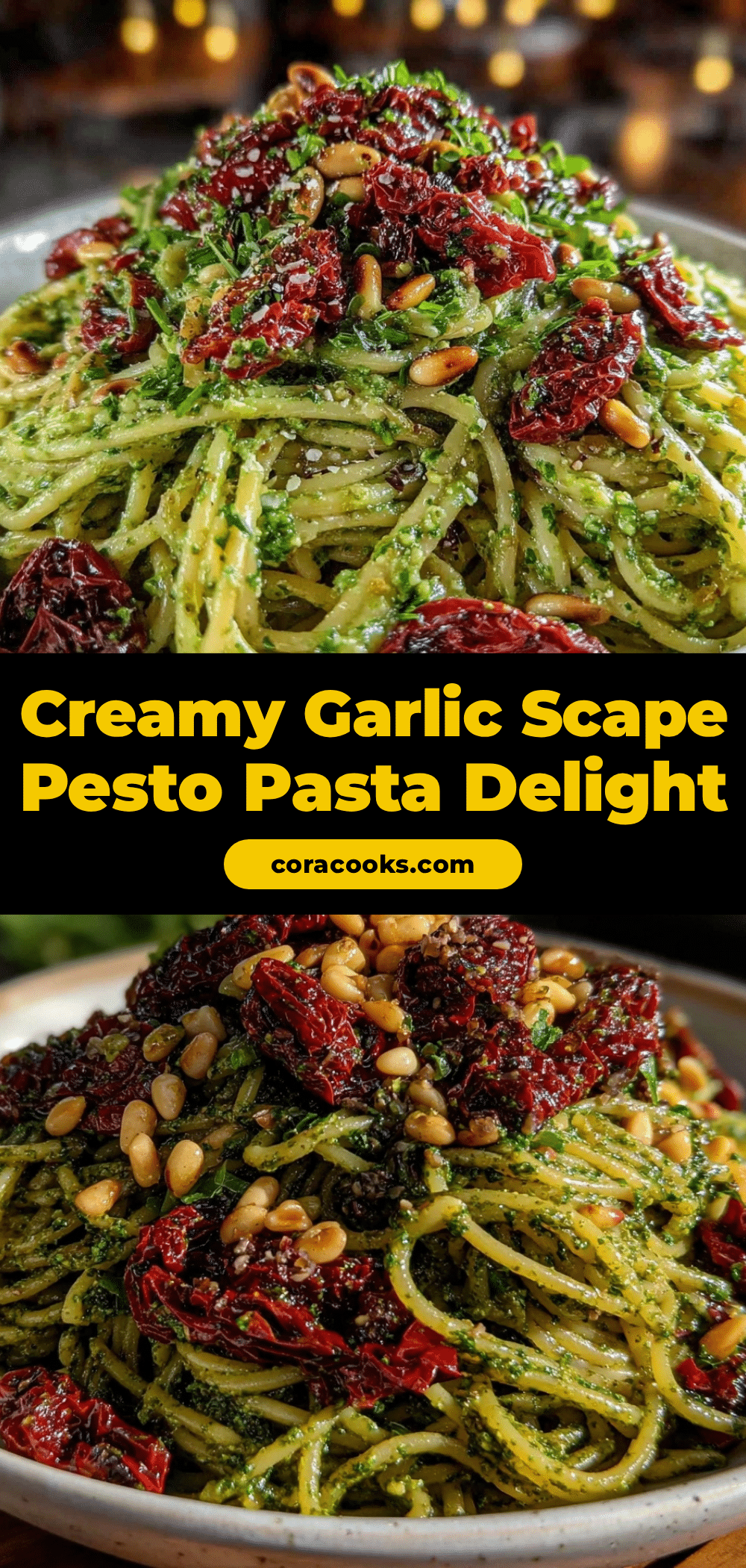 fresh garlic scape pesto pasta recipe