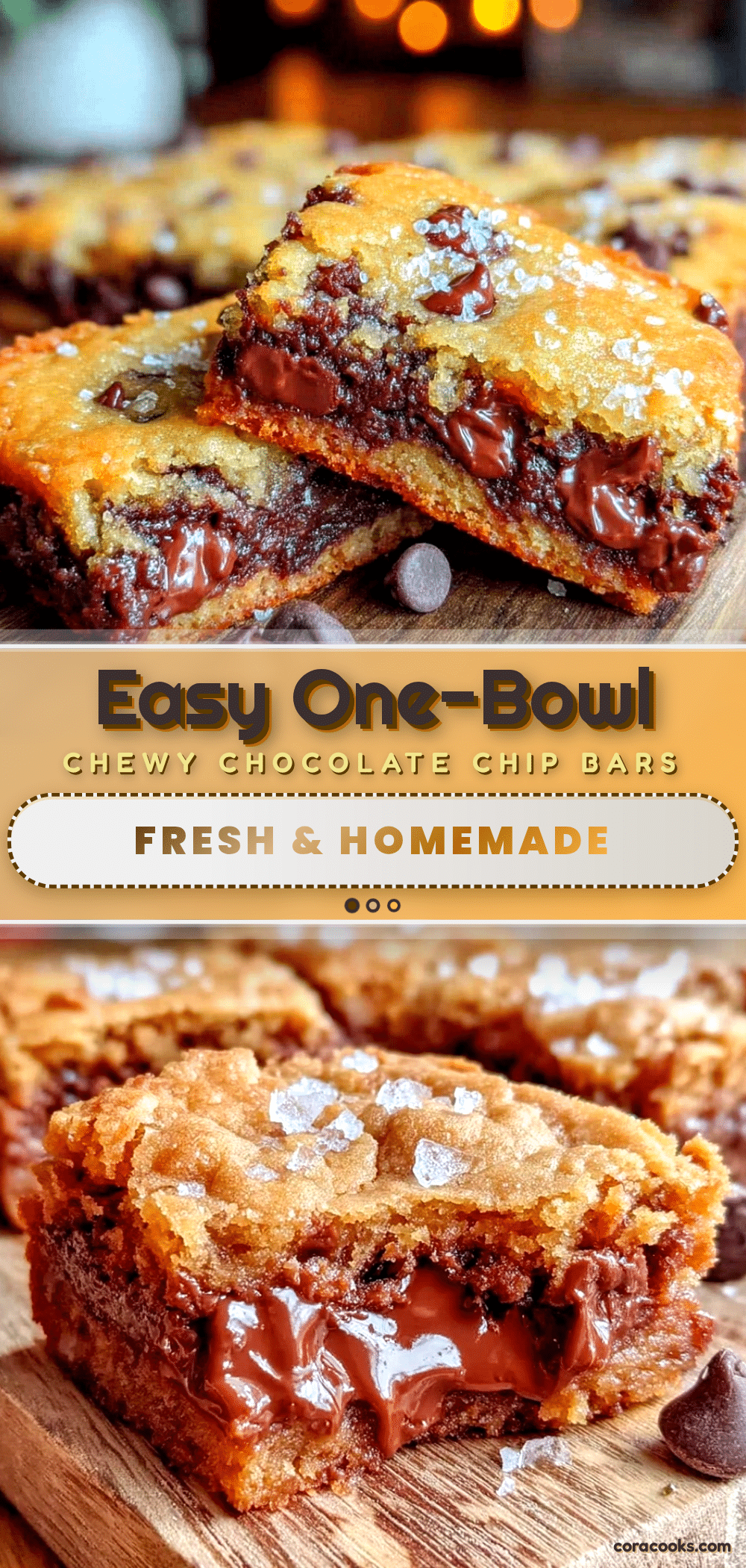 one-bowl chocolate chip cookie bars recipe