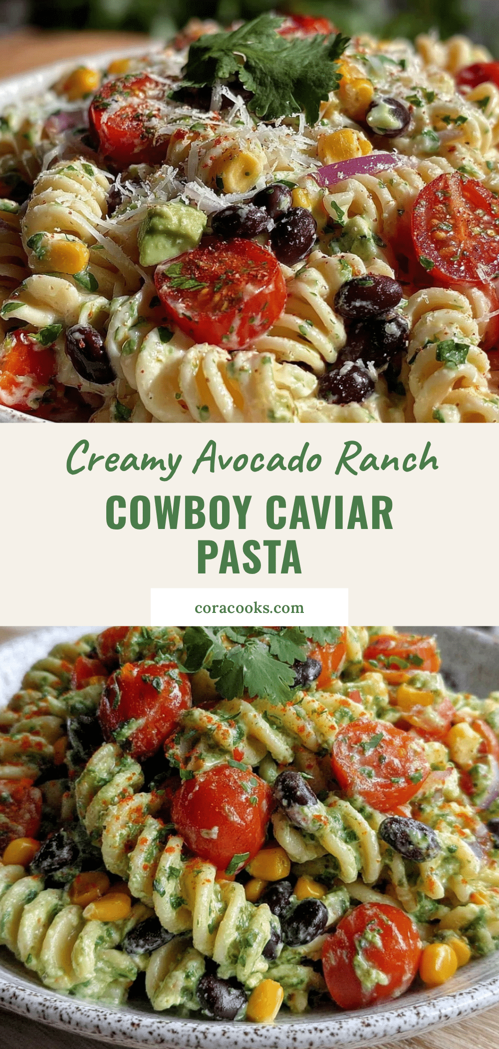 creamy cowboy caviar pasta salad recipe