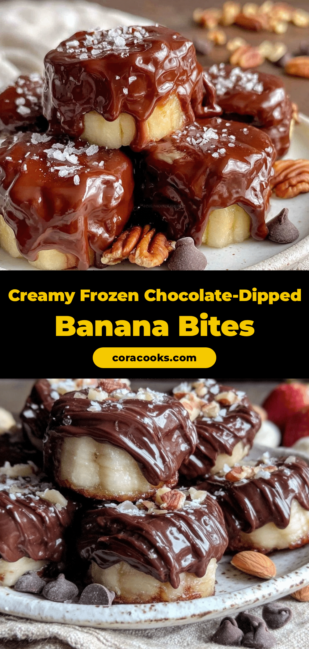 creamy frozen chocolate-dipped banana bites recipe