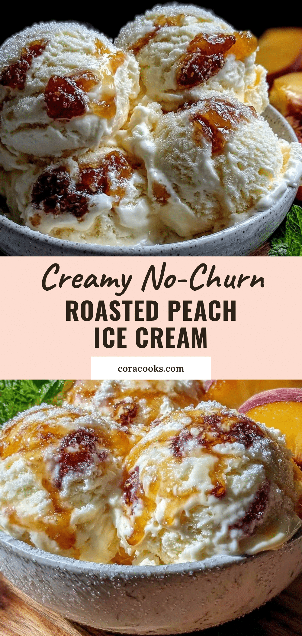 creamy no-churn roasted peach ice cream recipe