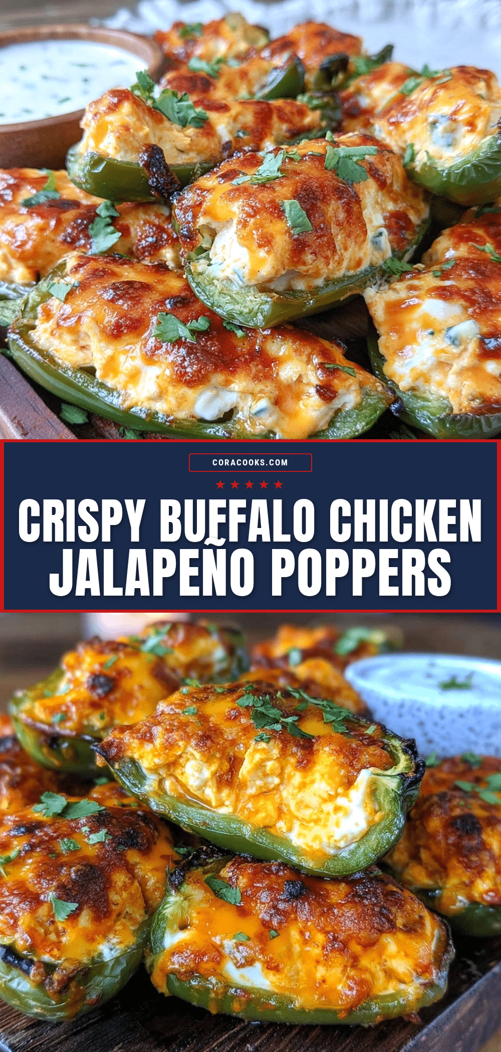 Crispy Buffalo Chicken Stuffed Jalapeño Poppers recipe
