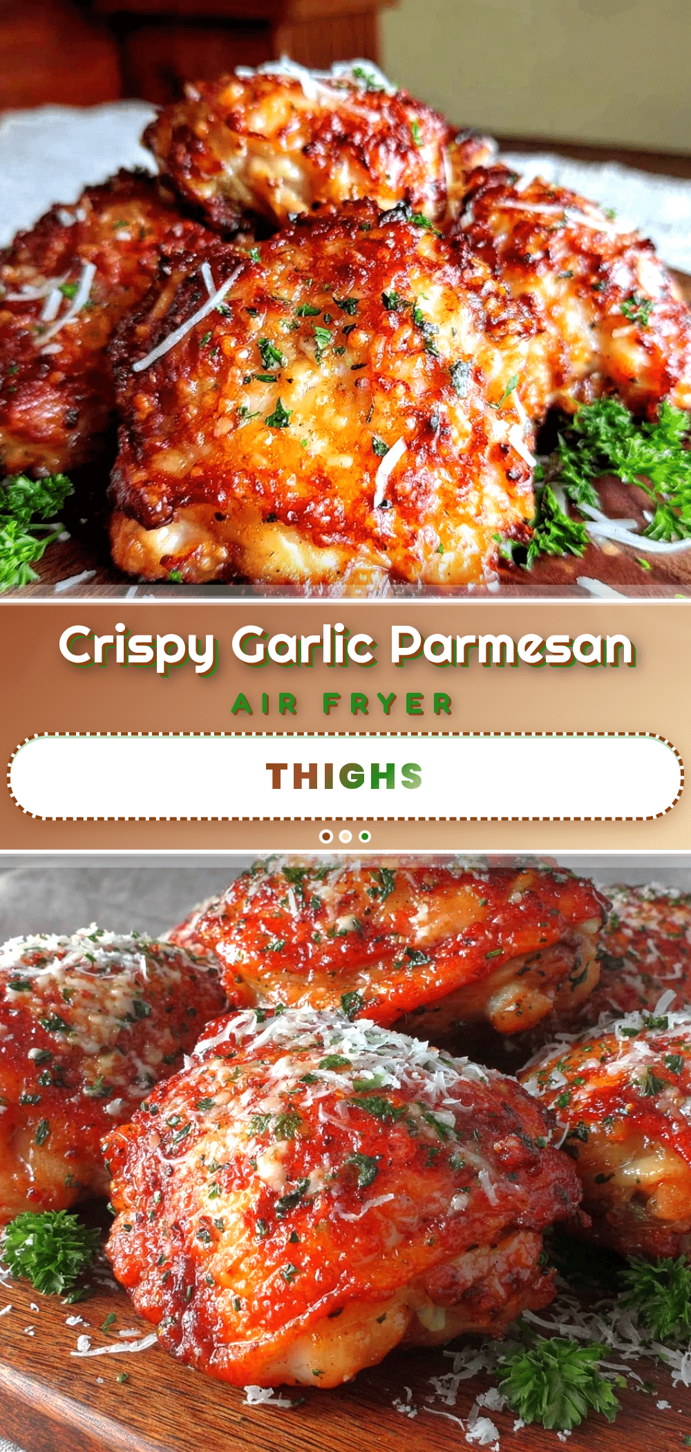 crispy garlic parmesan air fryer chicken thighs recipe