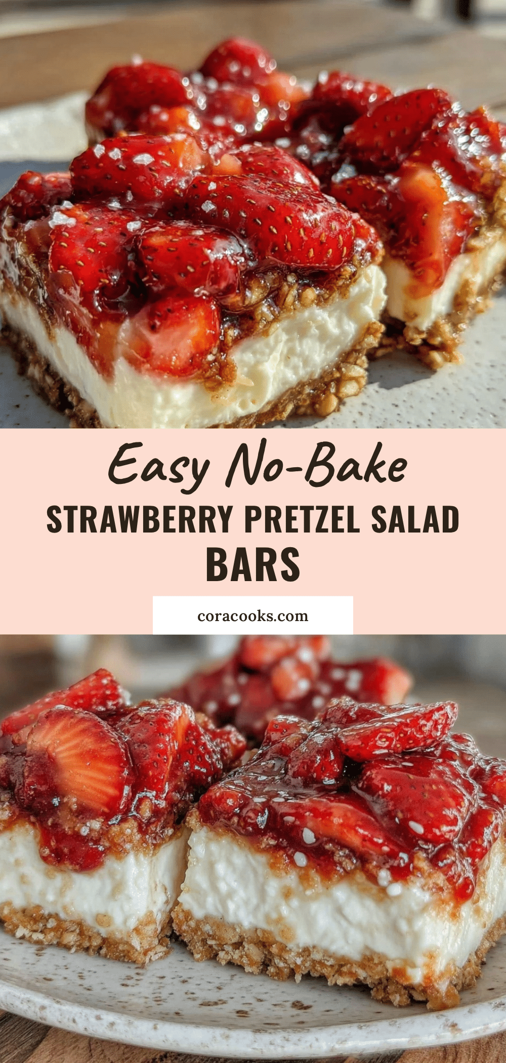 no bake strawberry pretzel salad bars recipe