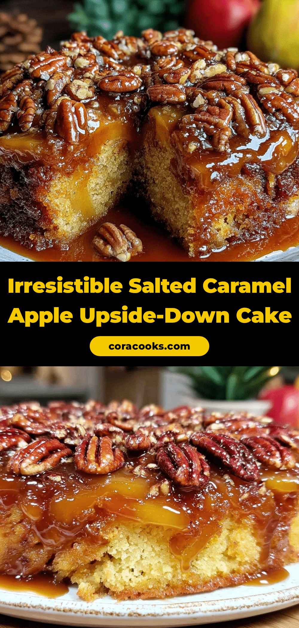 salted caramel apple upside-down cake recipe