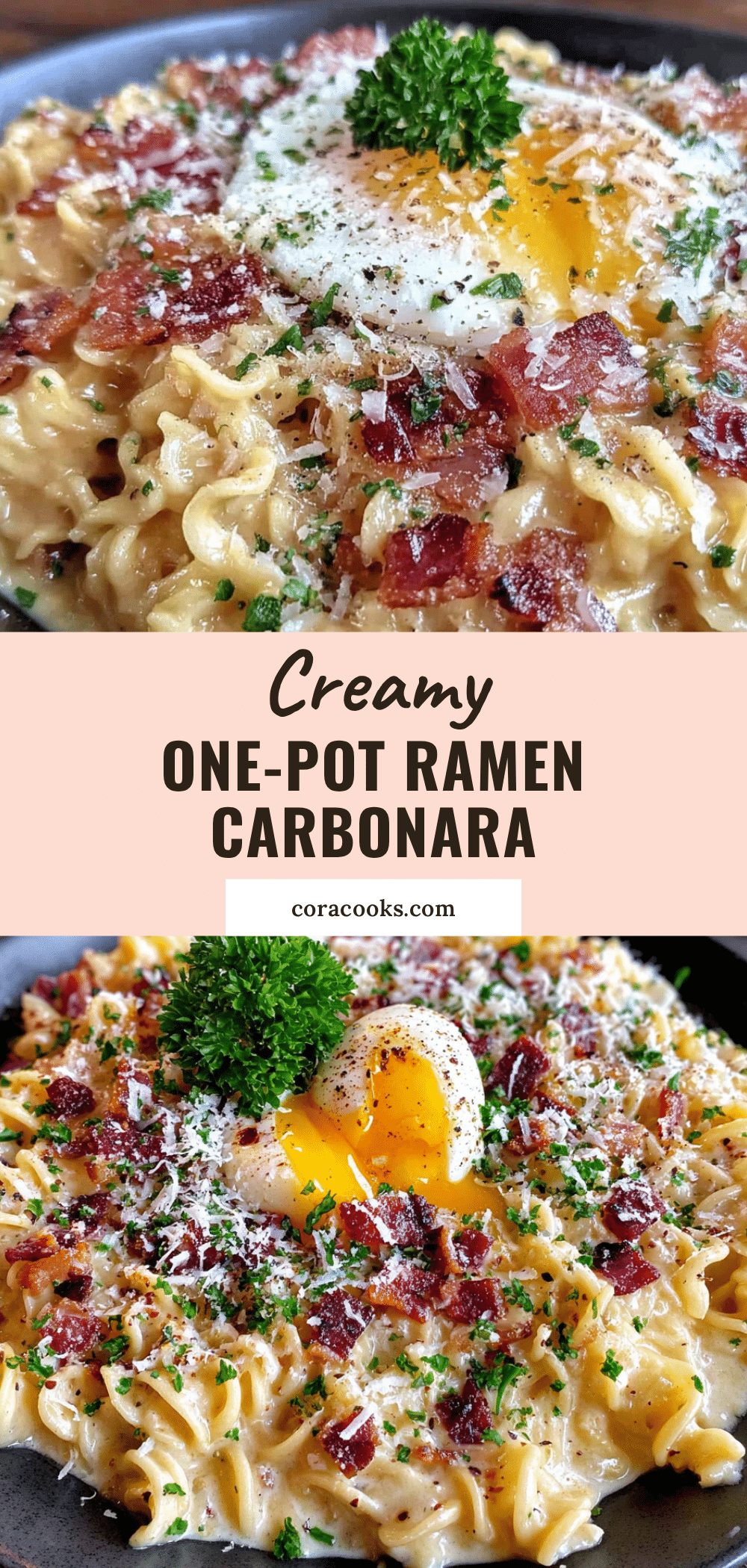 creamy one-pot ramen carbonara recipe