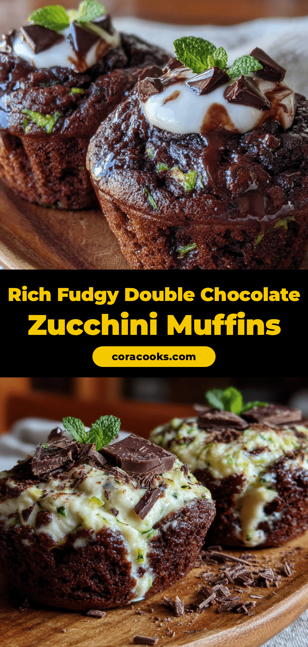 fudgy double chocolate zucchini muffins recipe