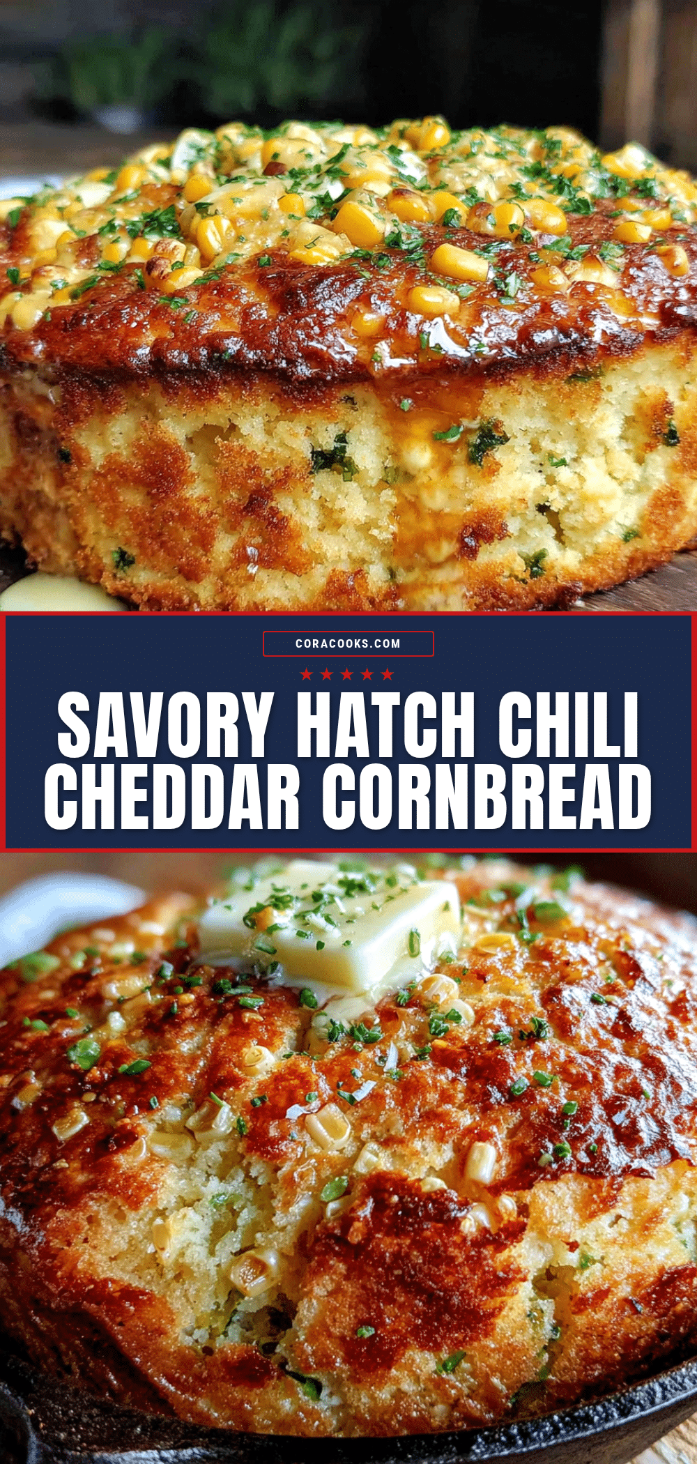 Hatch chili cheddar skillet cornbread recipe