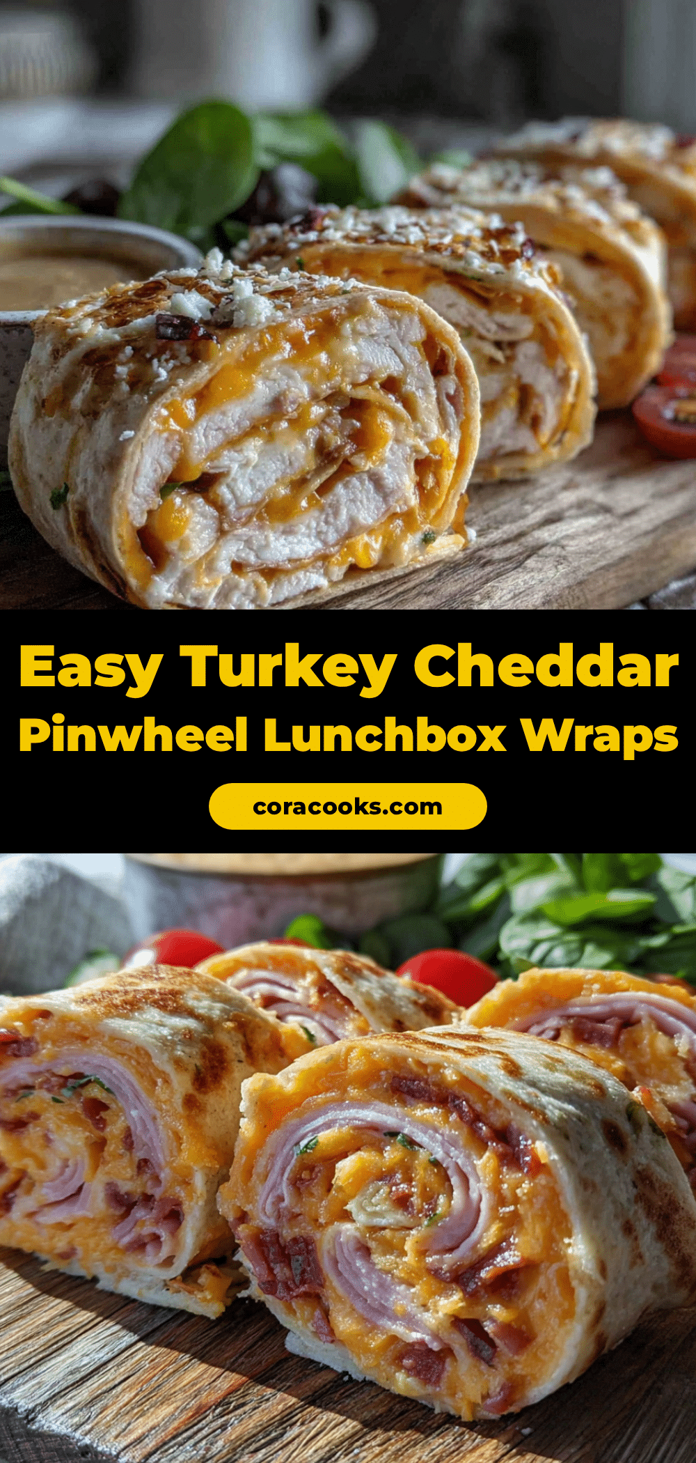 turkey cheddar pinwheel lunchbox wraps recipe