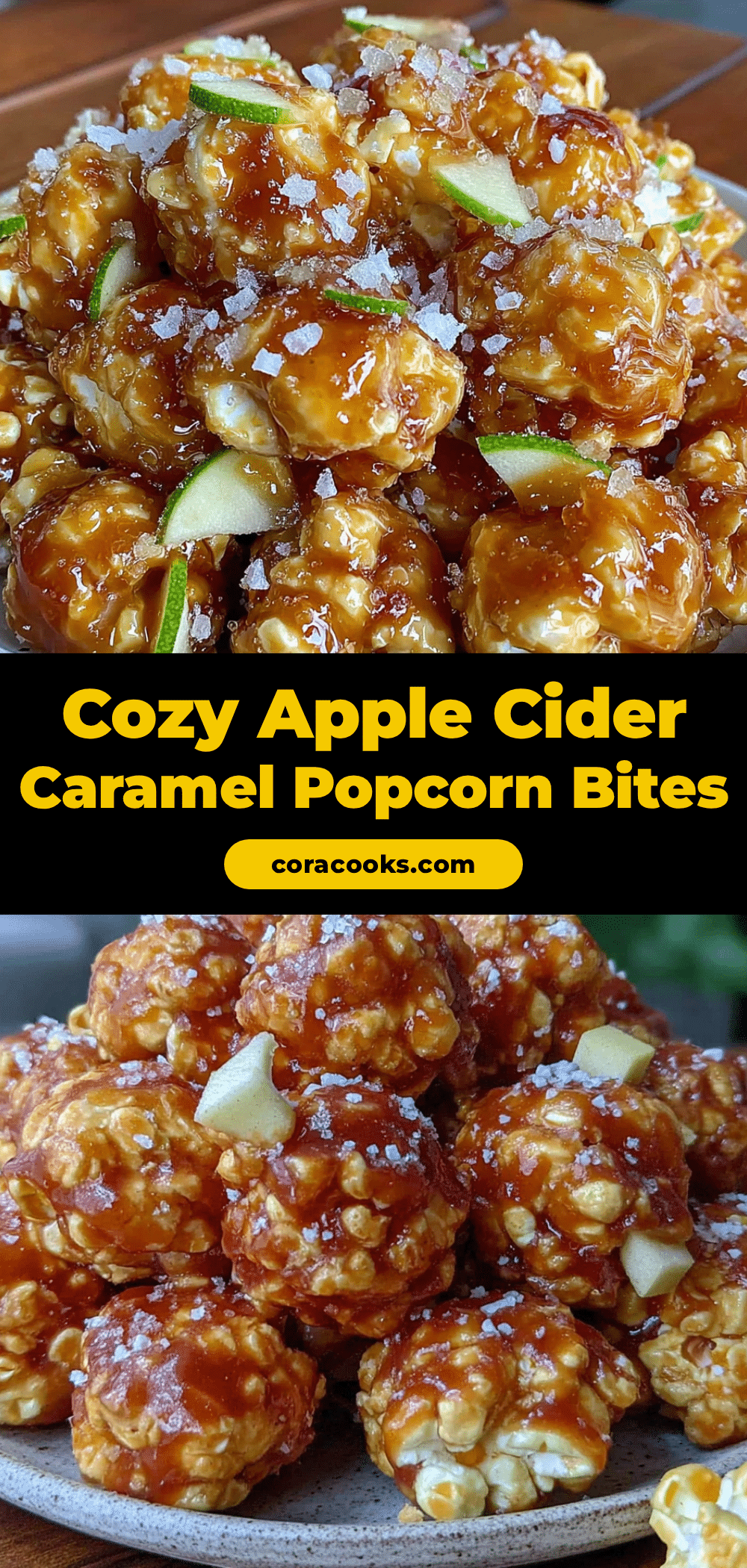 apple cider caramel popcorn bites recipe