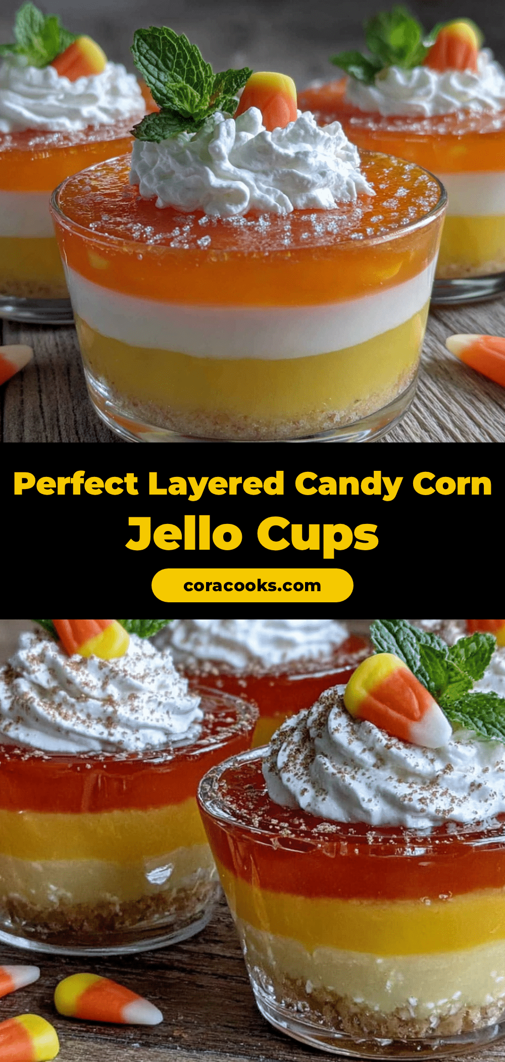 candy corn layered jello cups recipe