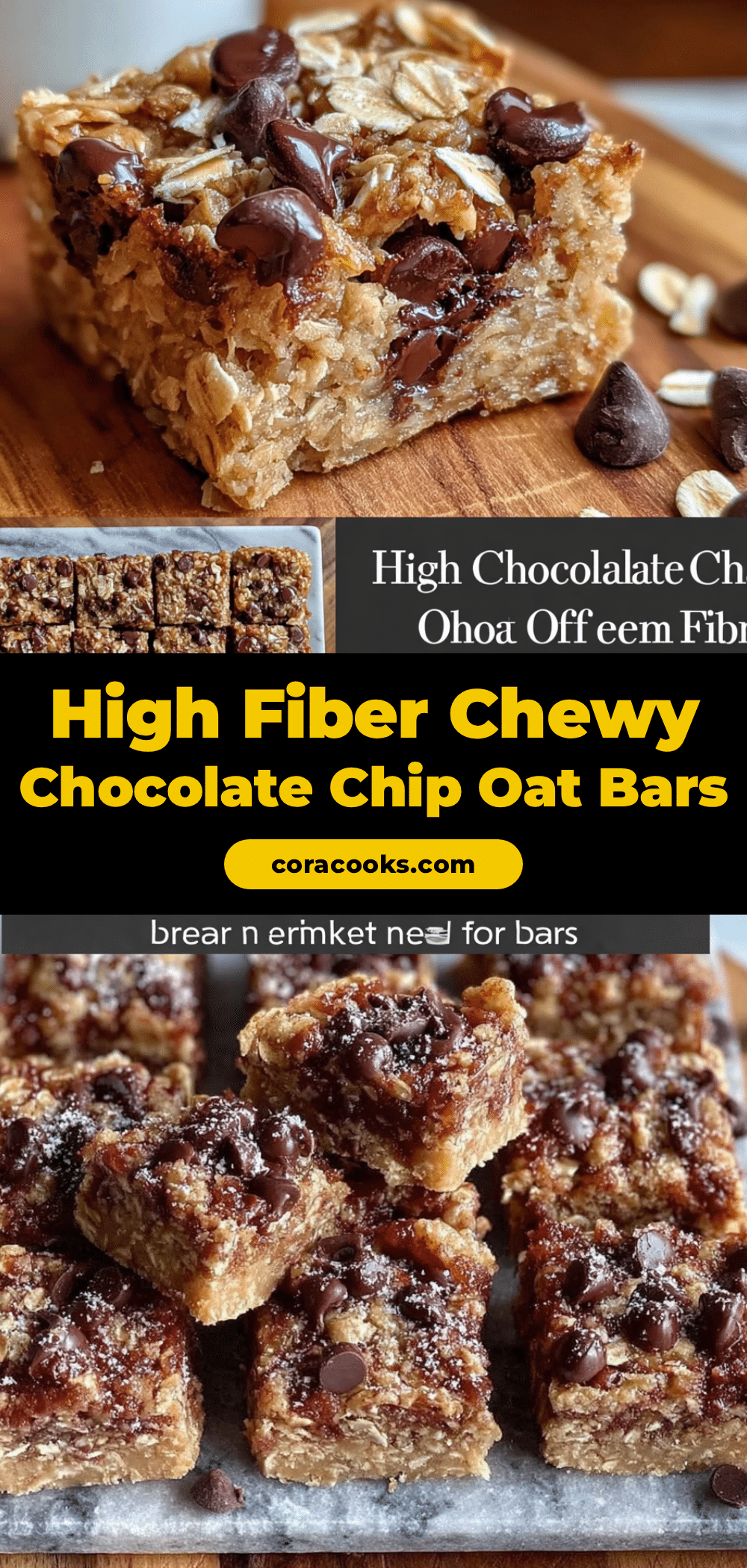 chewy high-fiber chocolate chip oat breakfast bars recipe