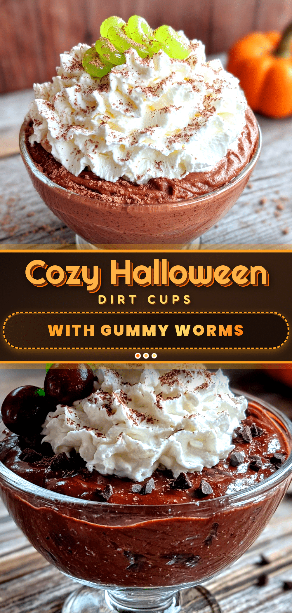cozy Halloween dirt cups with gummy worms recipe