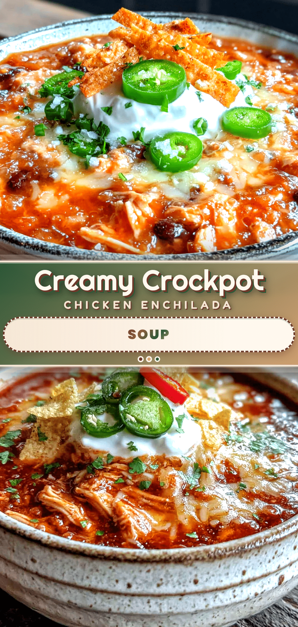 Creamy Crockpot Chicken Enchilada Soup recipe