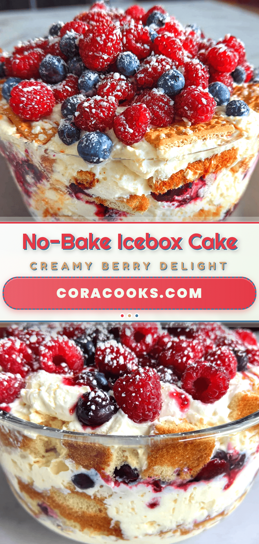creamy no-bake red white and blueberry icebox cake recipe