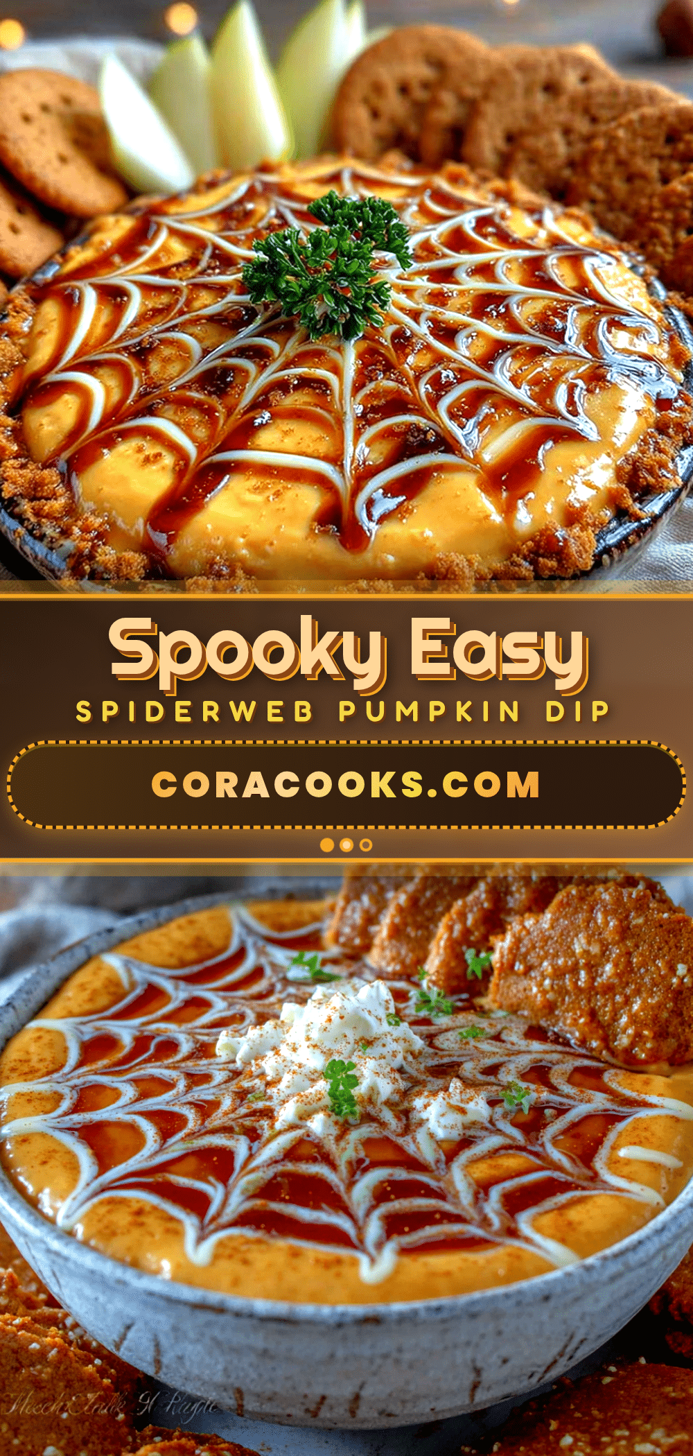 creamy spiderweb pumpkin cheesecake dip recipe