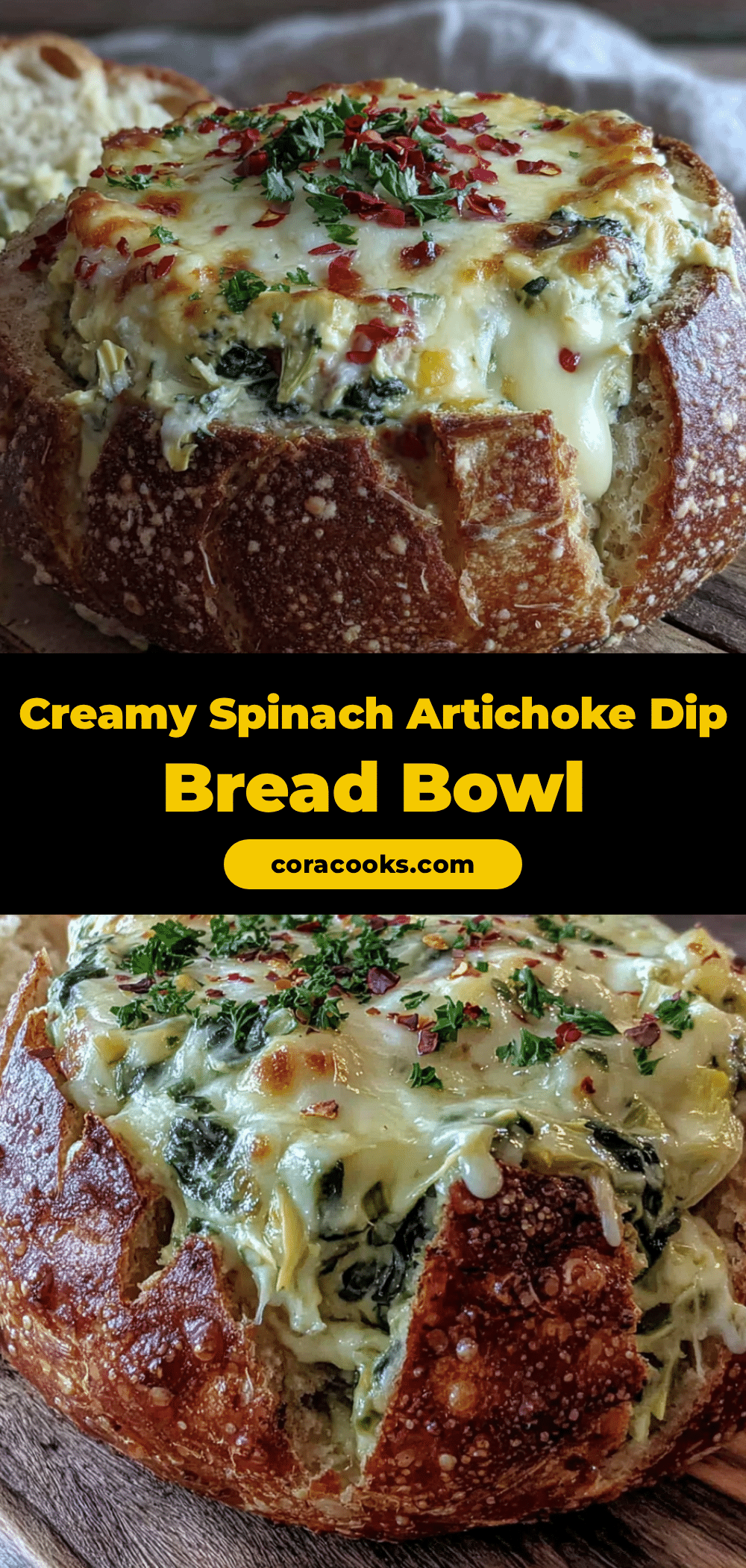 creamy spinach artichoke dip bread bowl recipe