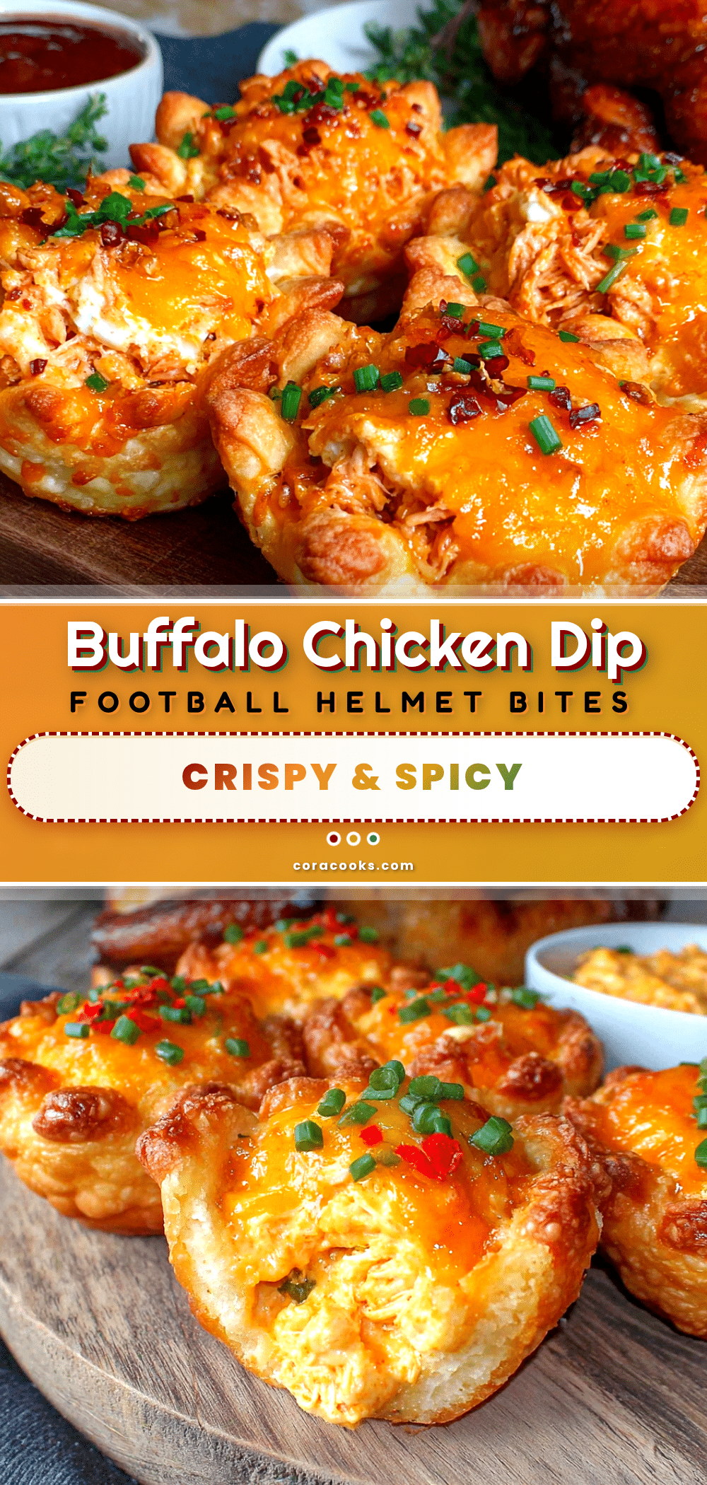 Crispy Buffalo Chicken Dip Football Bites recipe