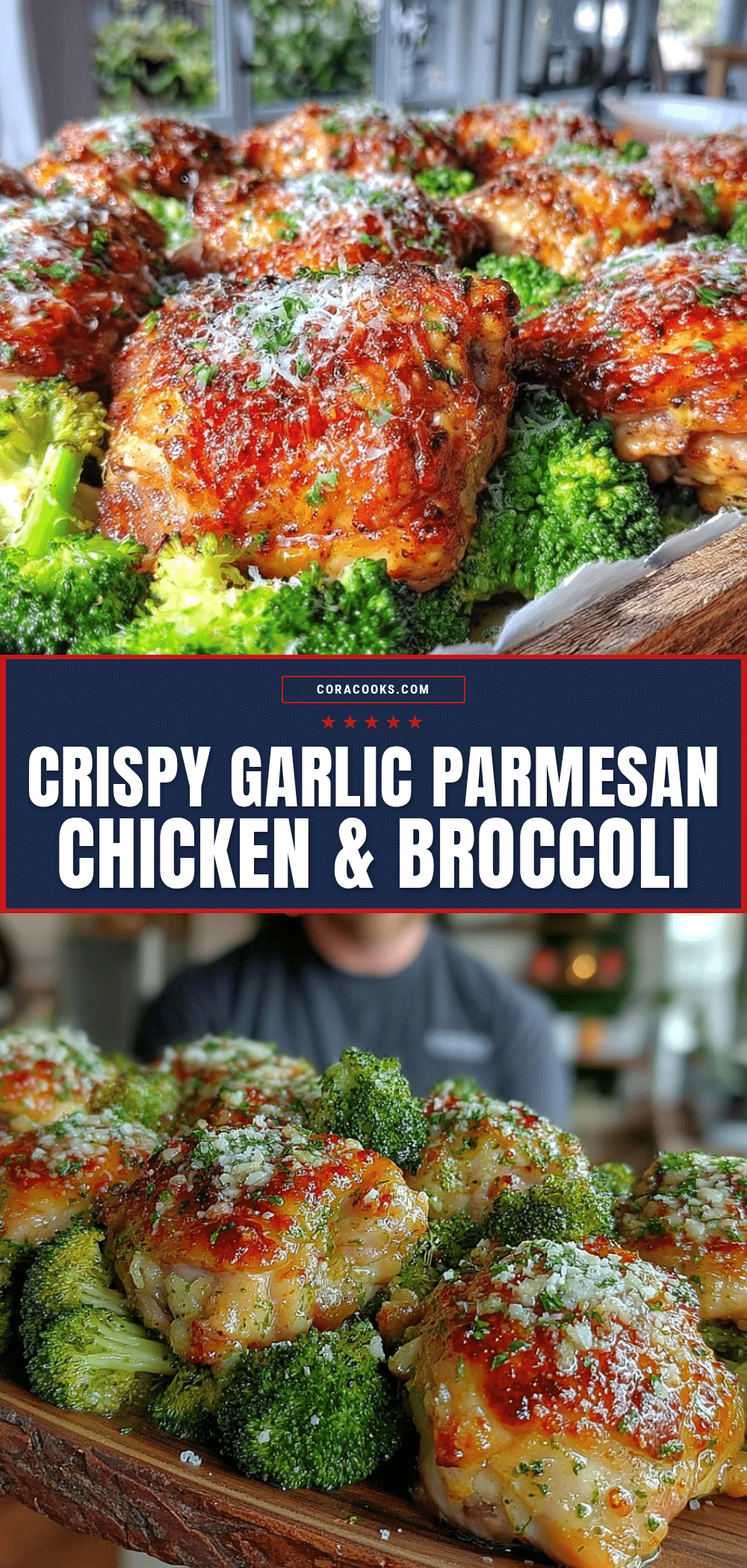 Crispy Garlic Parmesan Chicken & Broccoli recipe