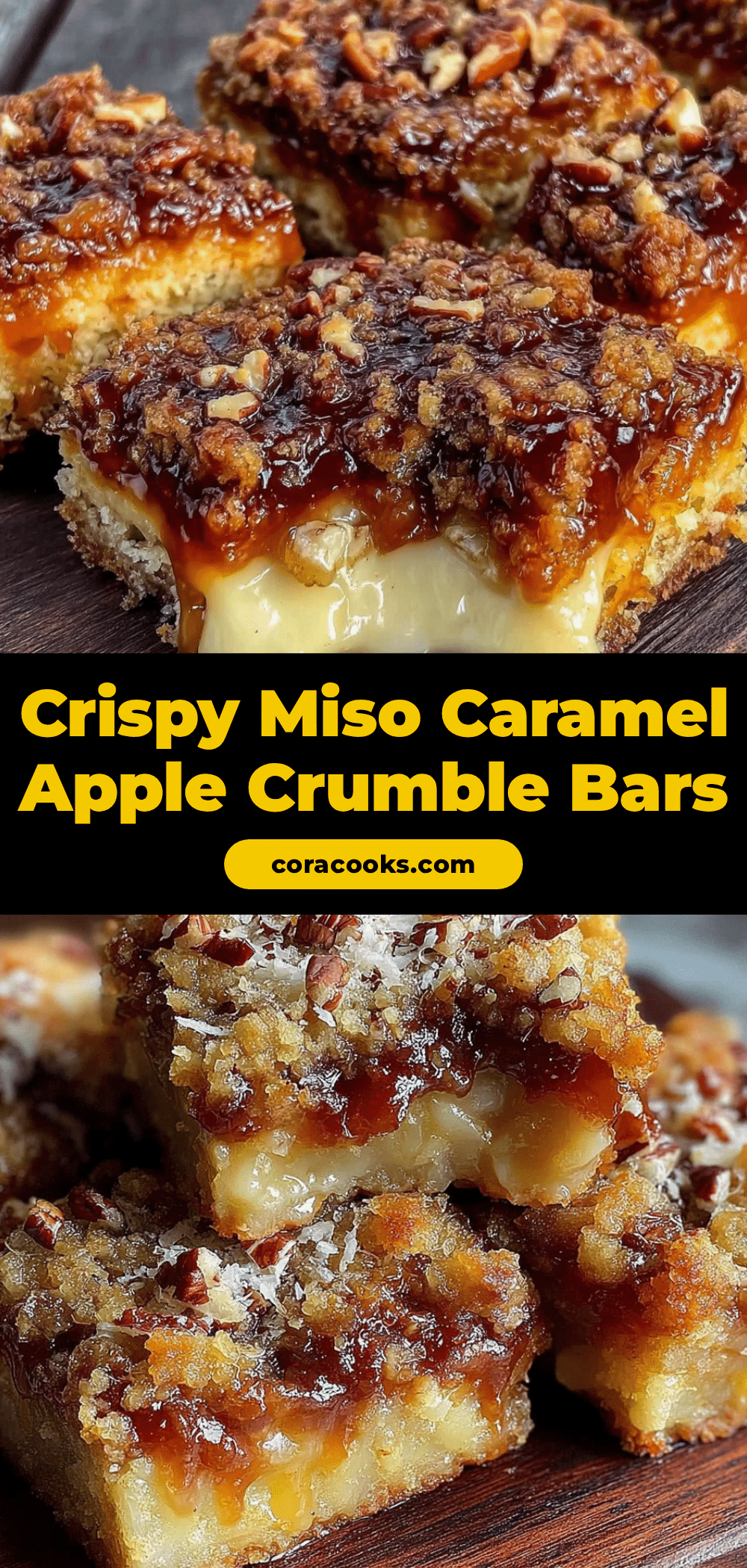 Crispy Miso Caramel Apple Crumble Bars recipe