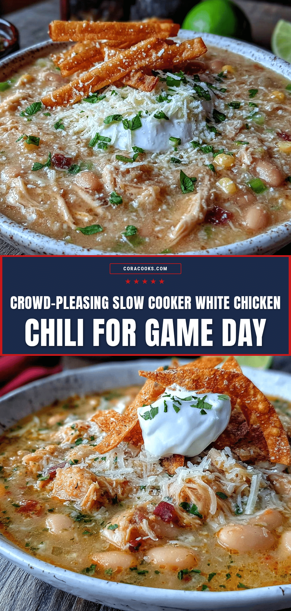crowd-pleasing slow cooker white chicken chili for game day recipe