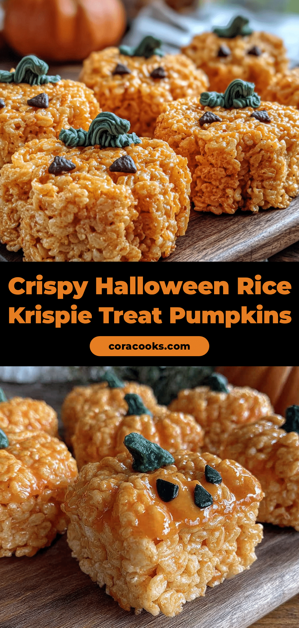 Easy Halloween Rice Krispie Treat Pumpkins recipe
