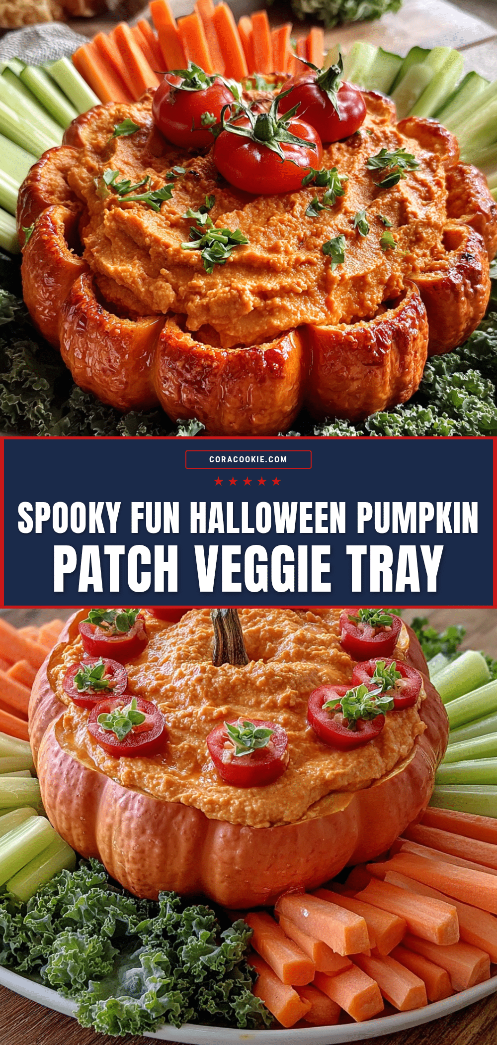 Healthy Halloween Pumpkin Patch Veggie Tray recipe