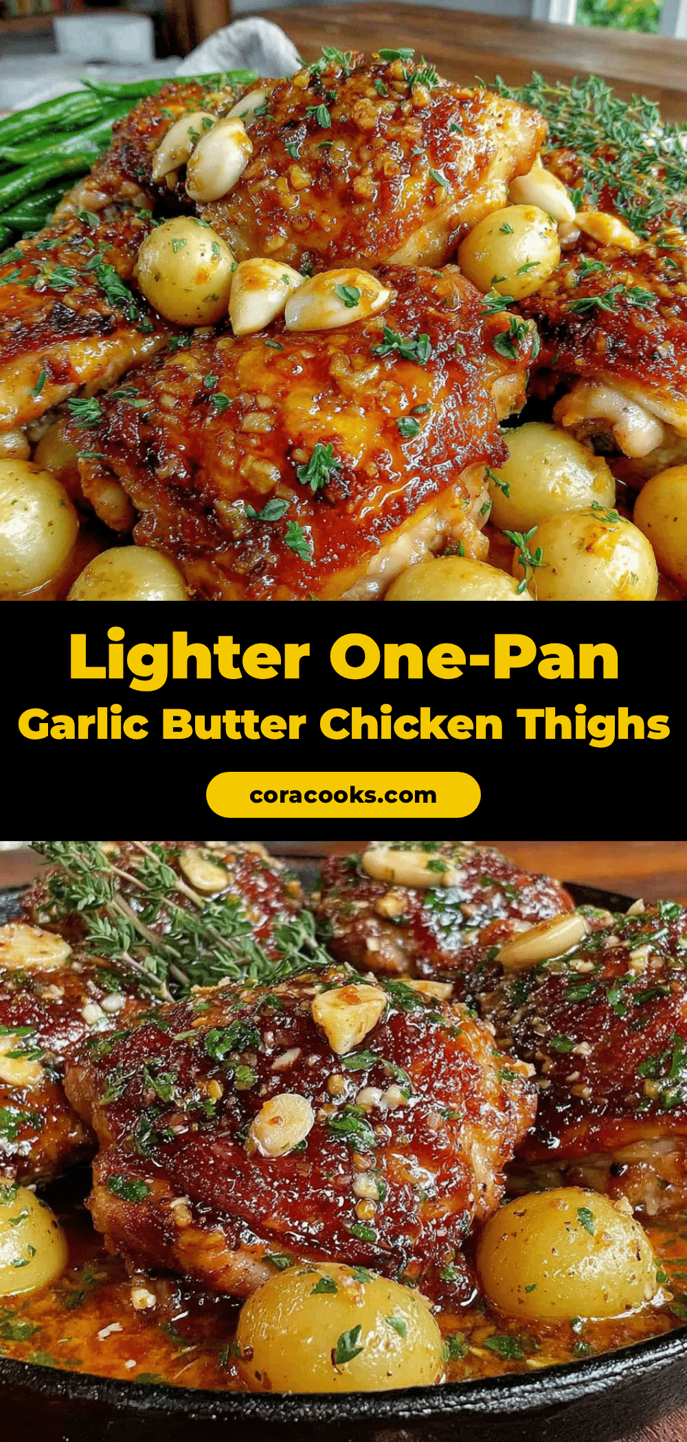 lighter one-pan garlic butter chicken thighs recipe