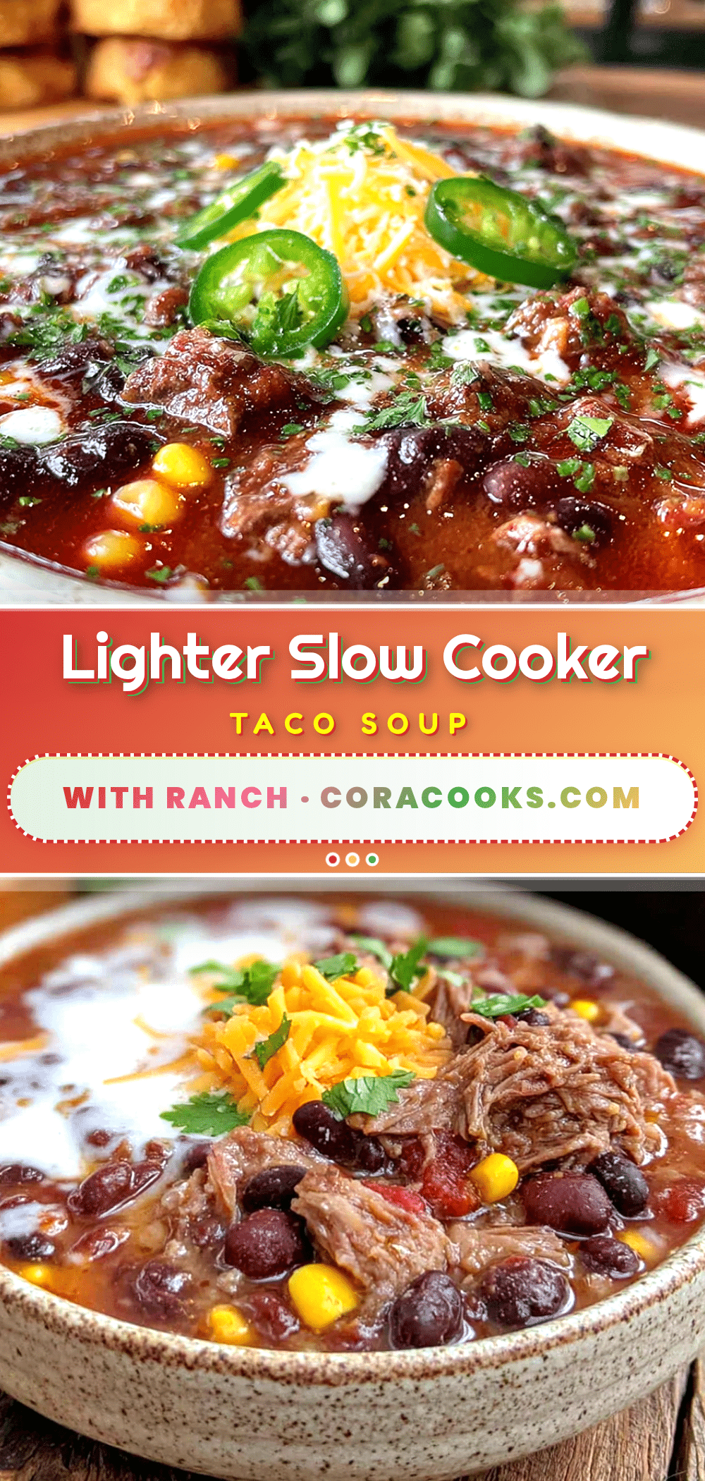 lighter slow cooker taco soup with ranch recipe