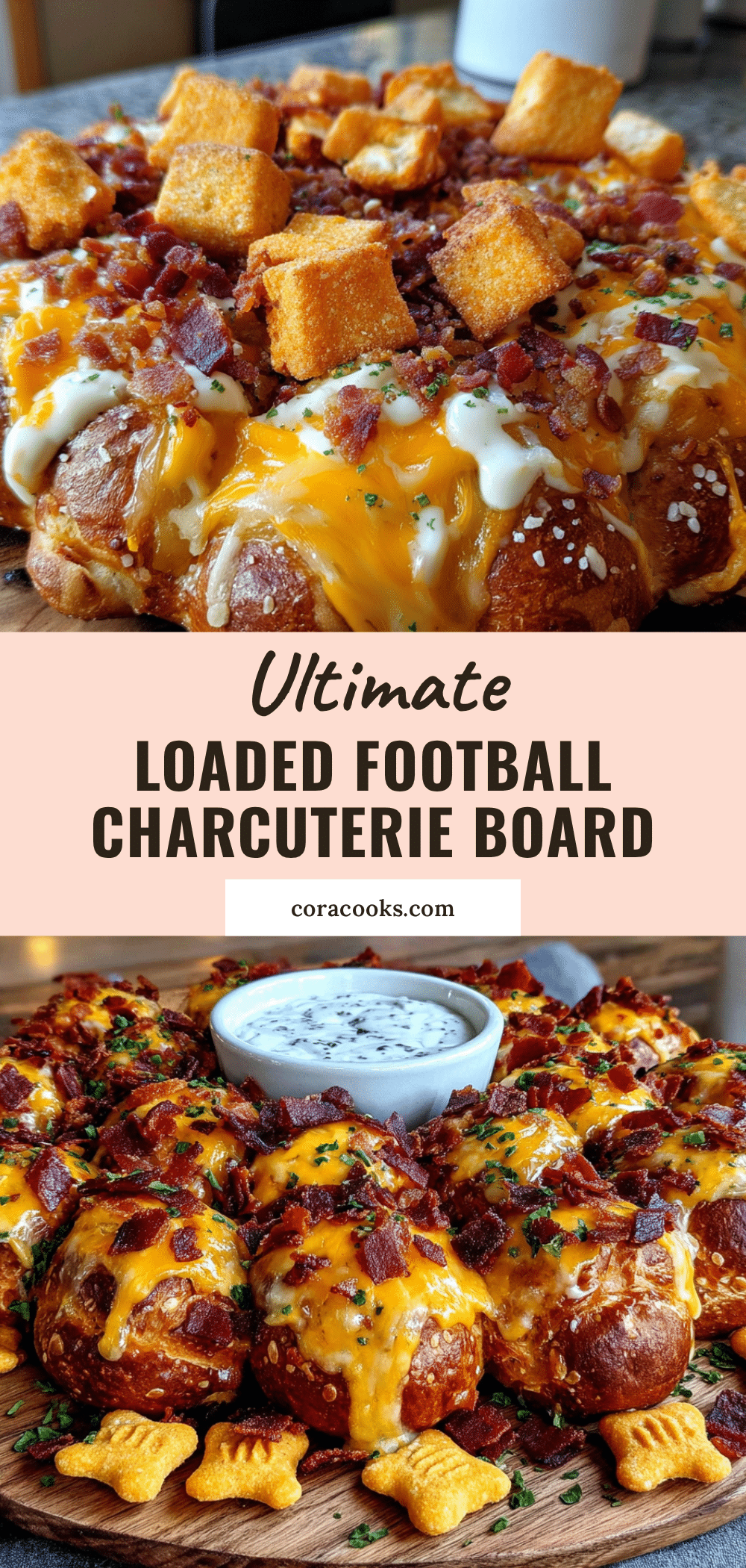 Ultimate Loaded Football Charcuterie Board with Pretzel Bites recipe