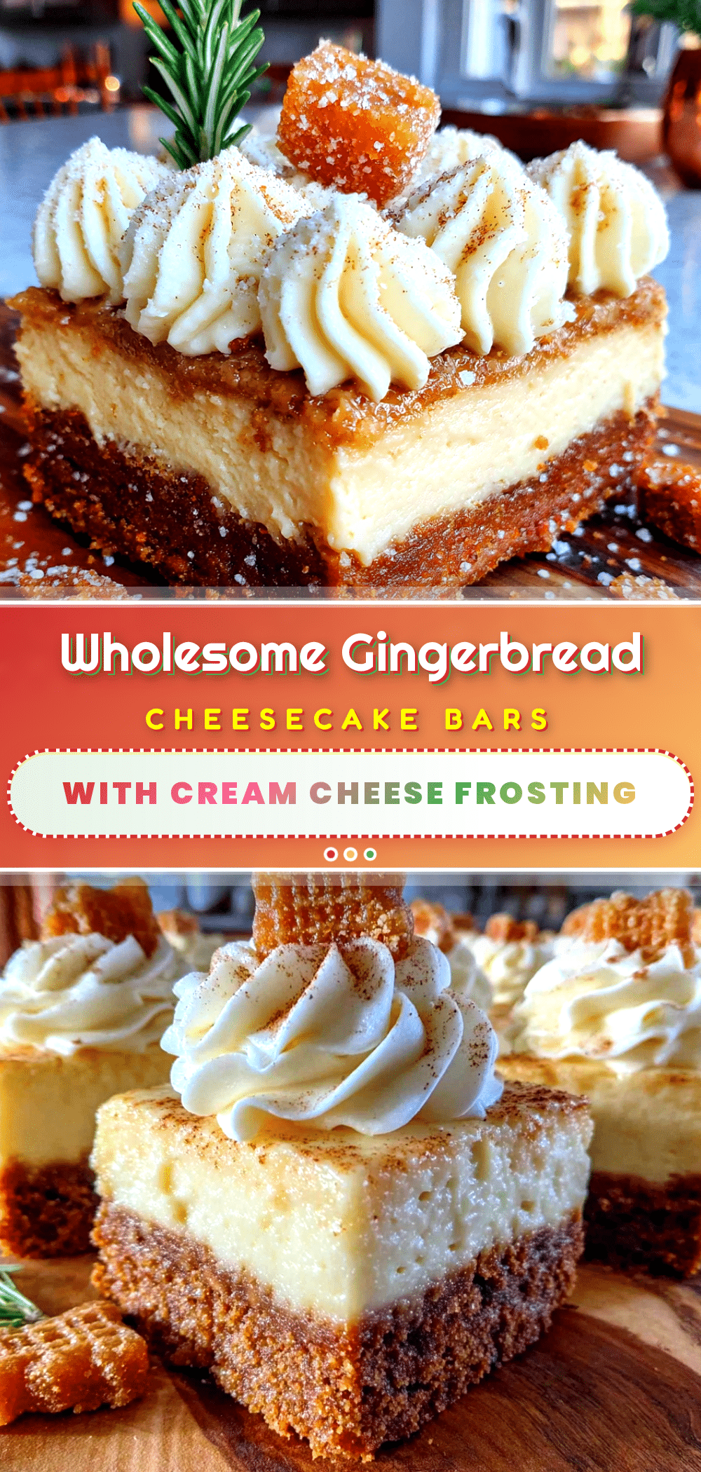 Wholesome Gingerbread Cheesecake Bars recipe