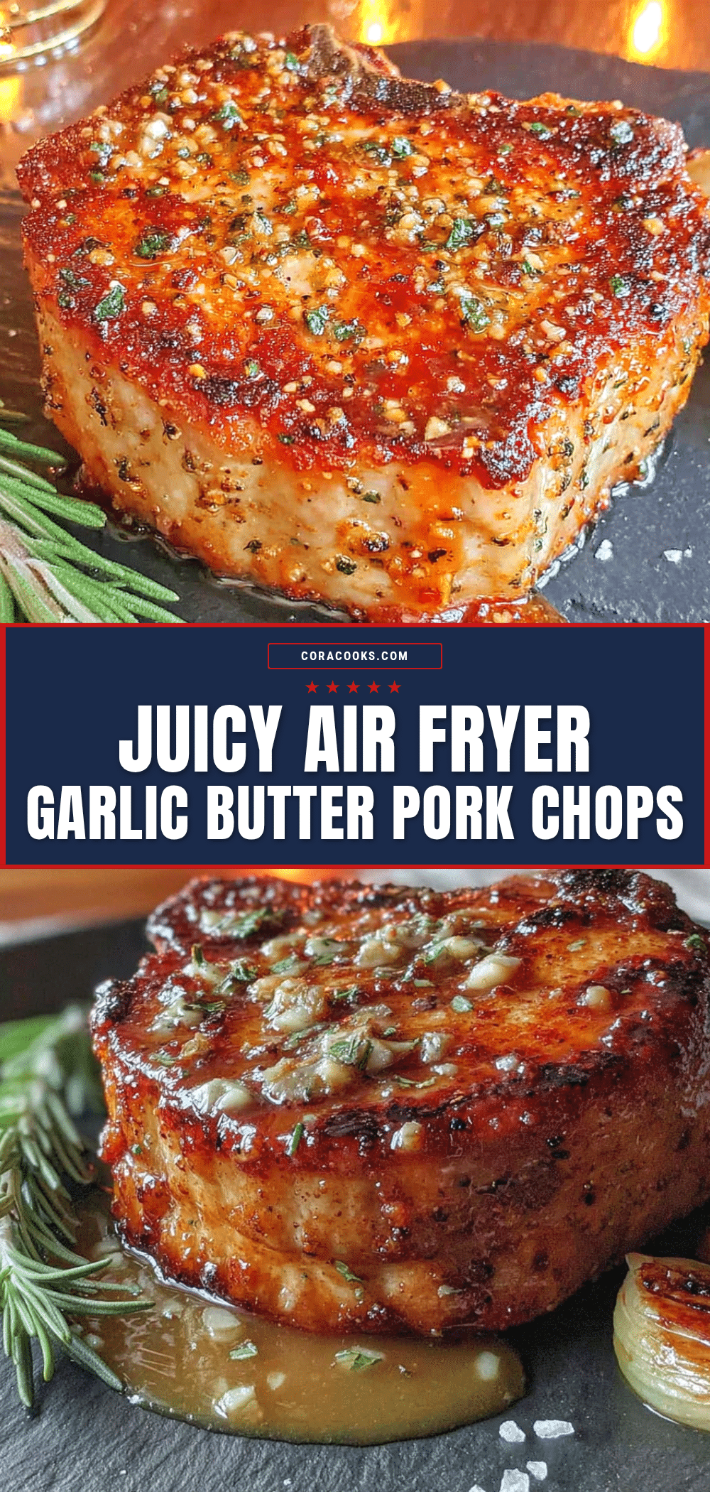 air fryer garlic butter pork chops recipe