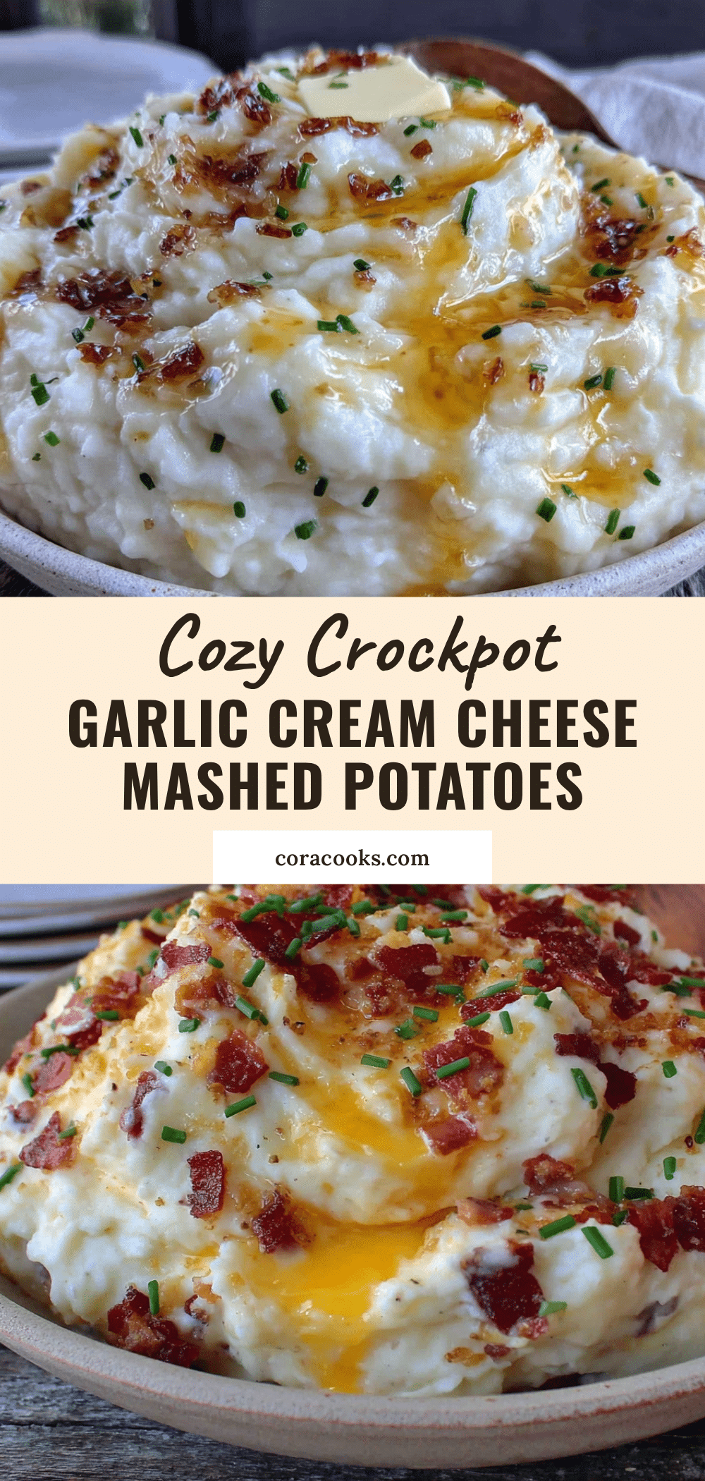 Creamy Crockpot Garlic Cream Cheese Mashed Potatoes recipe