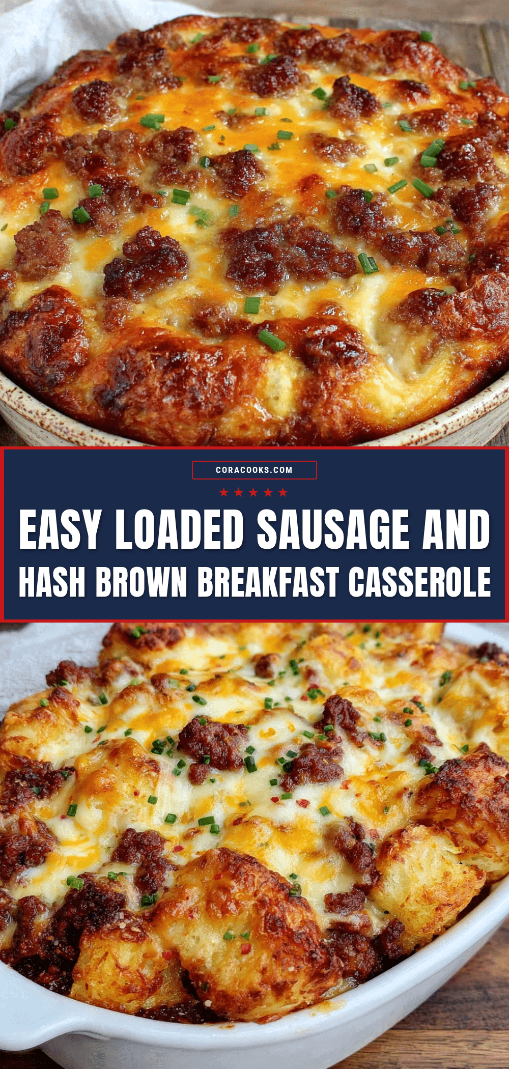 easy loaded sausage and hash brown breakfast casserole recipe